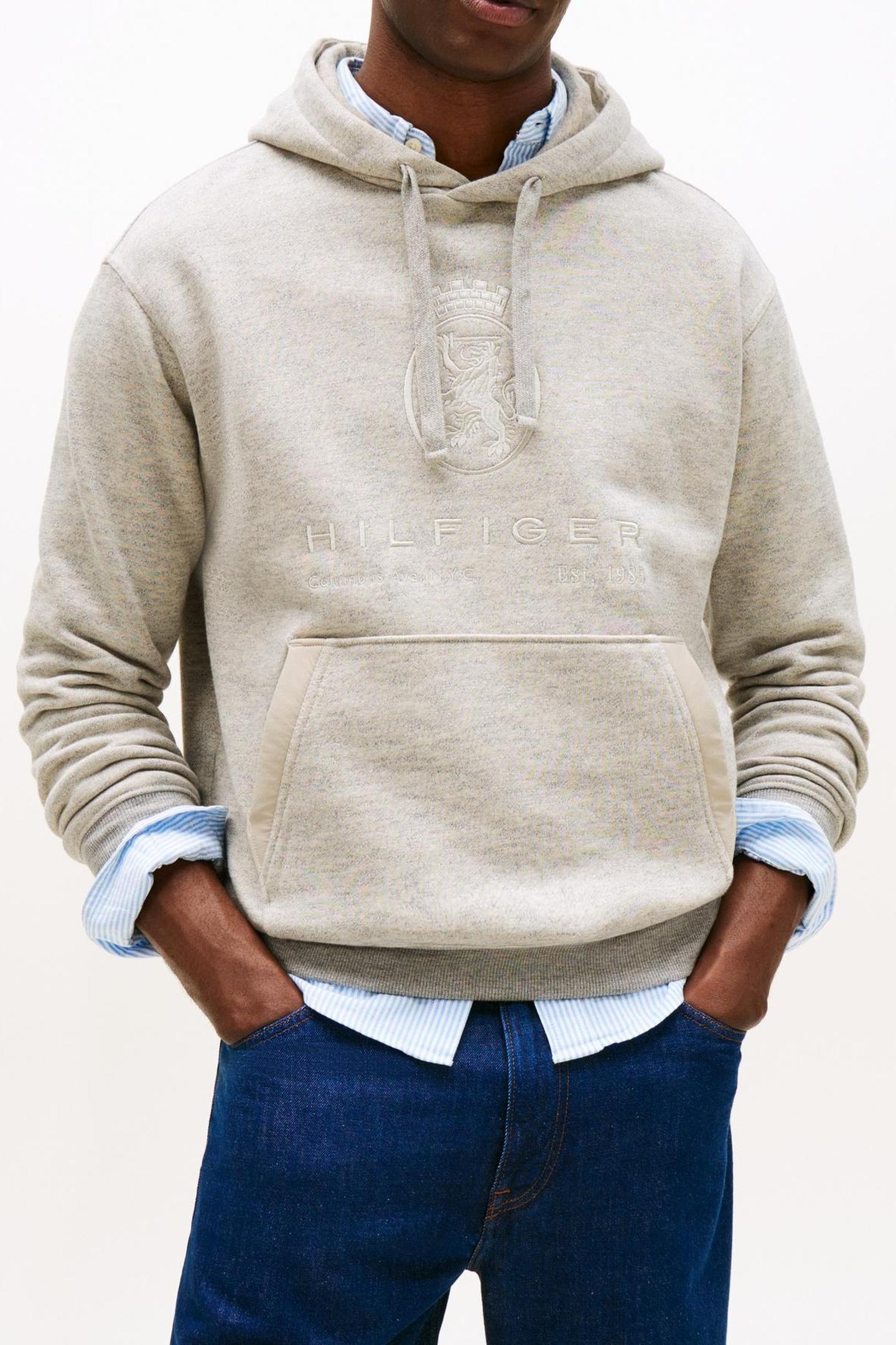 CREST GRAPHIC HOODIE LIGHT GREY MARBLED HEATHER 1