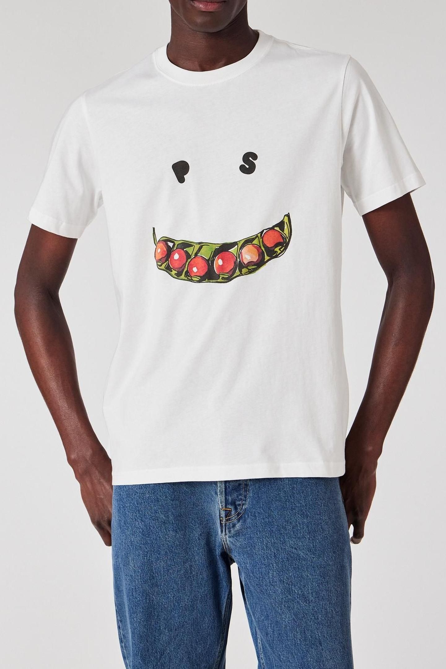 MENS REG FIT T SHIRT HAPPY PEAS WHITE 1