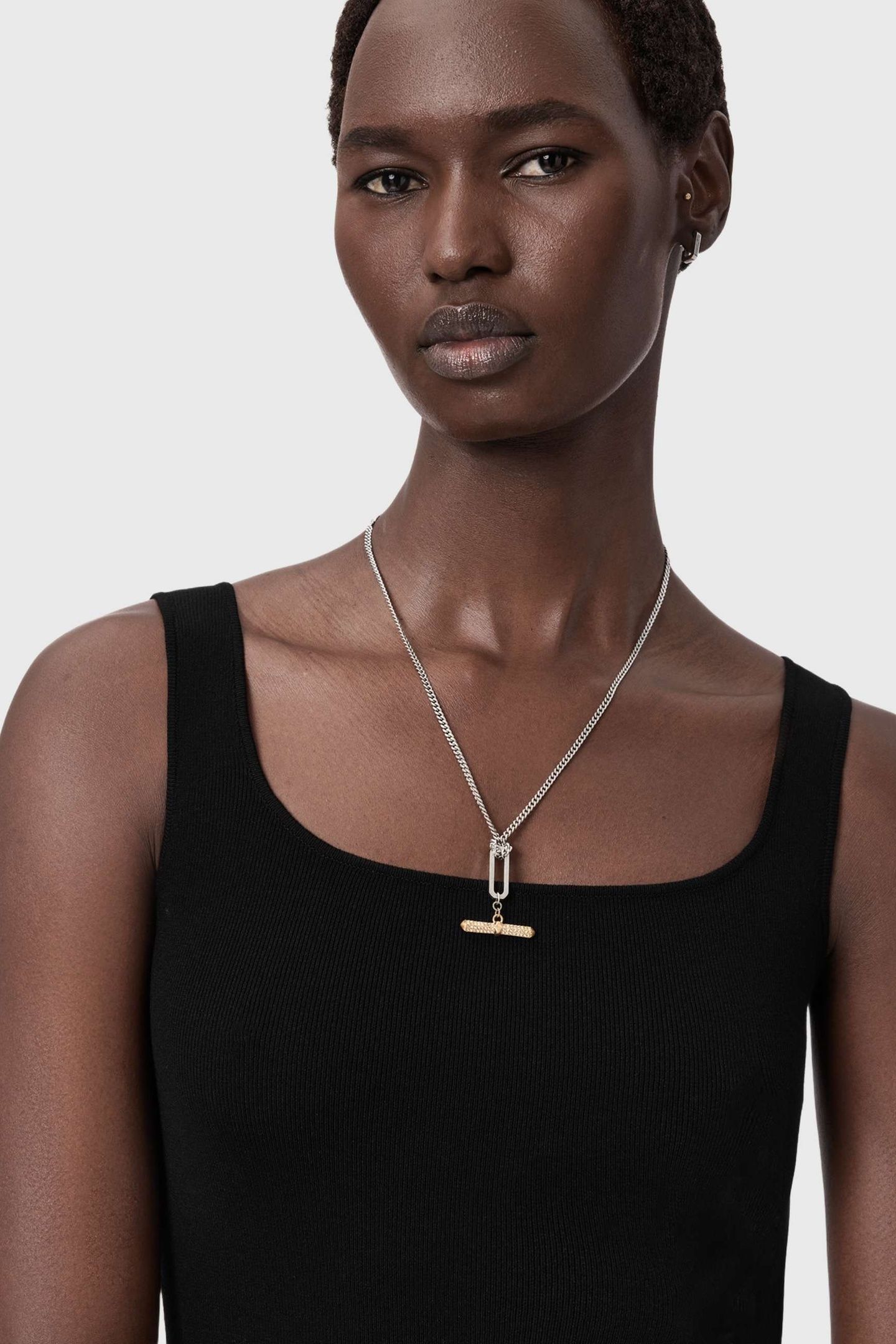 APRIL T BAR NCKLC WARM SILVER/BRASS 3