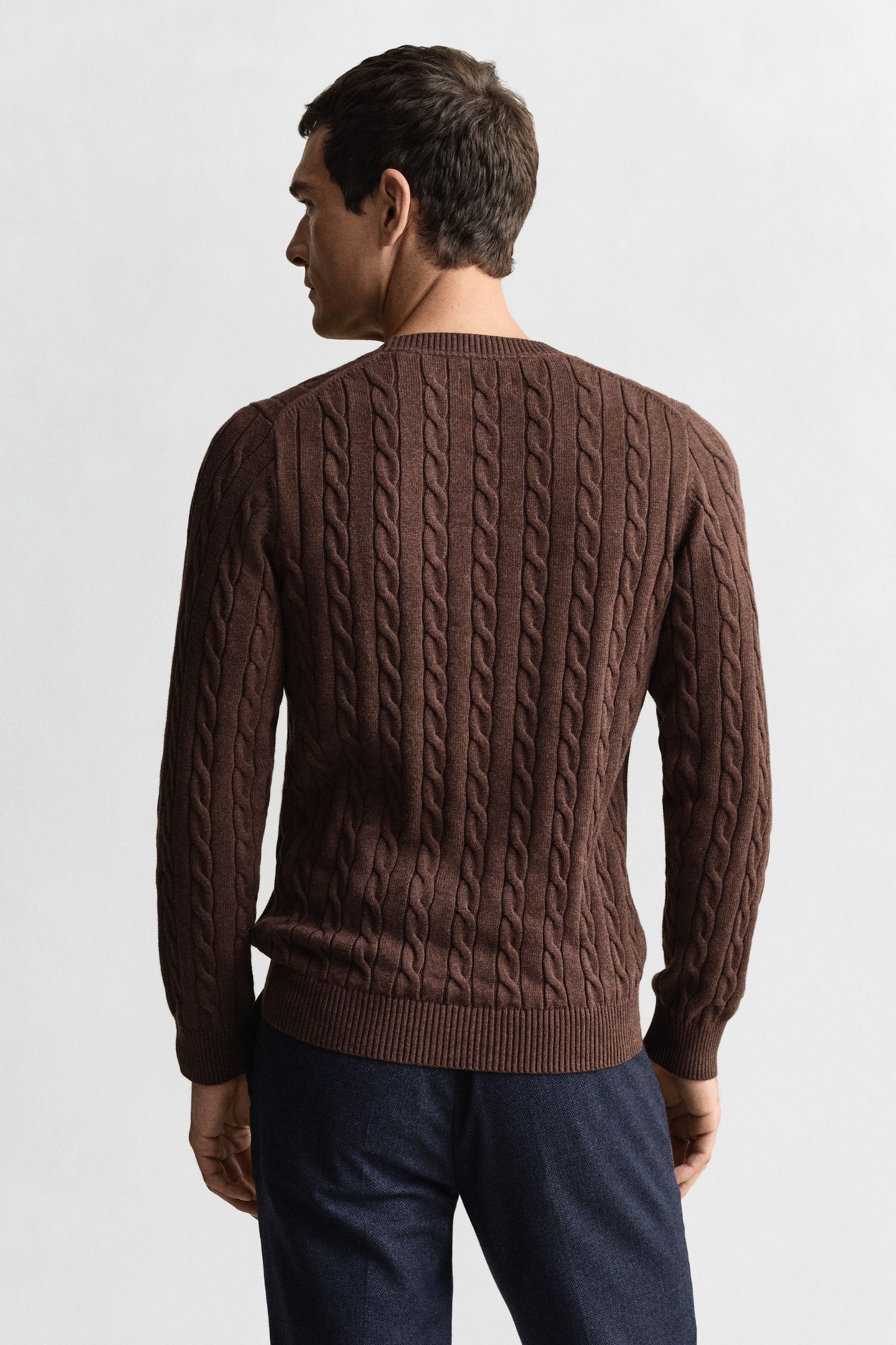 CLASSIC CABLE KNIT SWEATER BROWN MELANGE 2