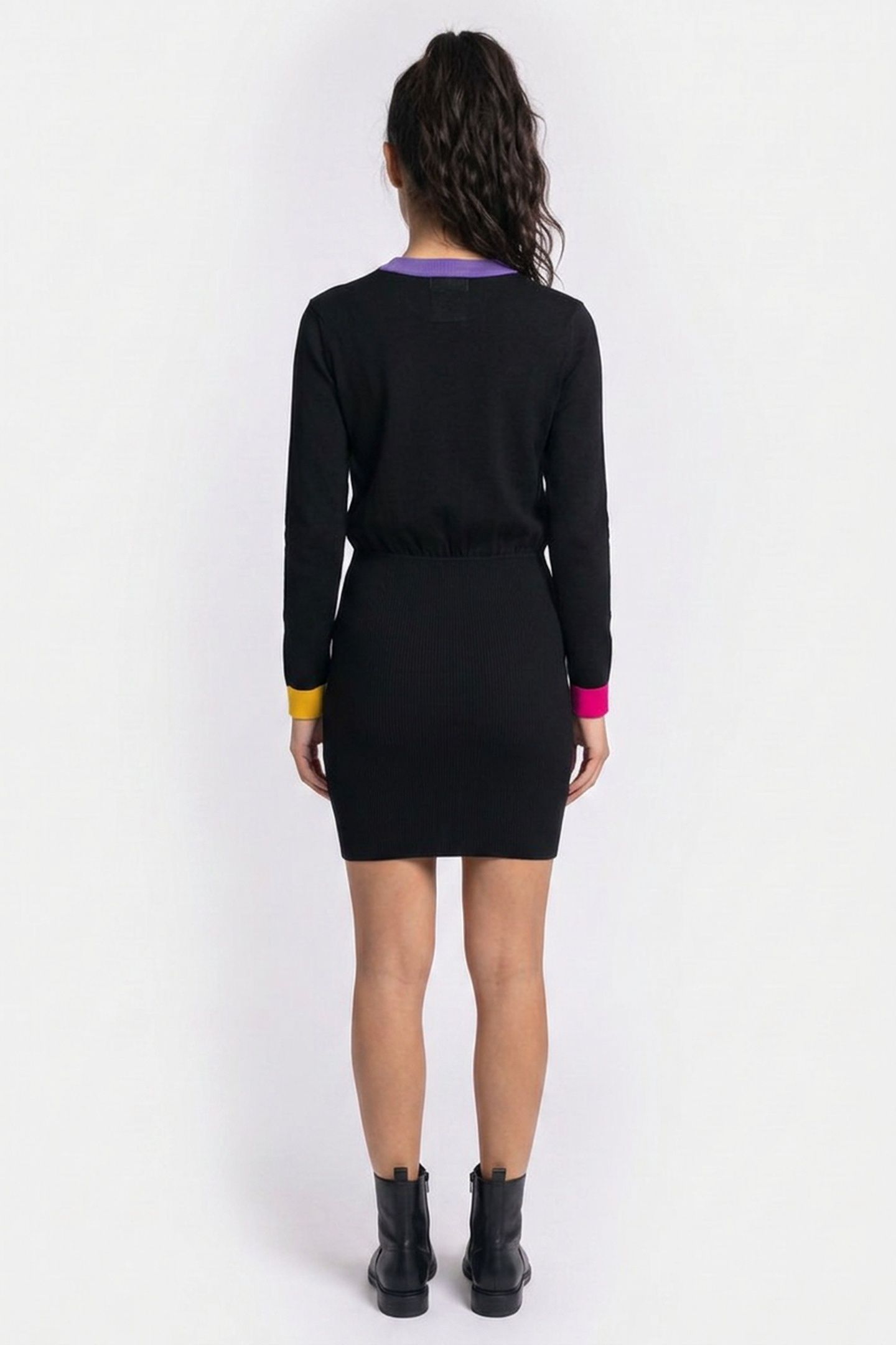 COLOR BLOCK KNIT DRESS BLACK 2