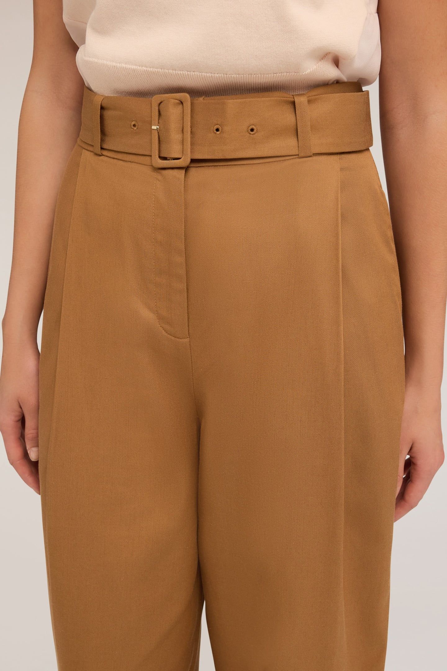 BALLOON PANTS WITH FABRIC BELT BEIGE 5