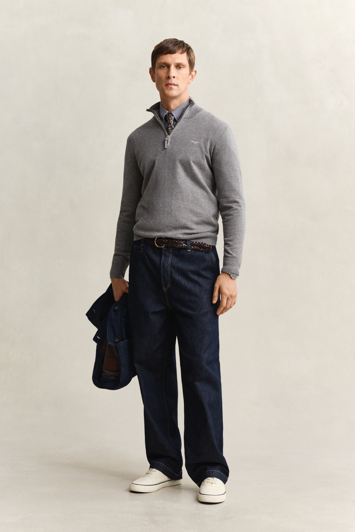 CLASSIC COTTON HALF ZIP DARK GREY MELANGE 3