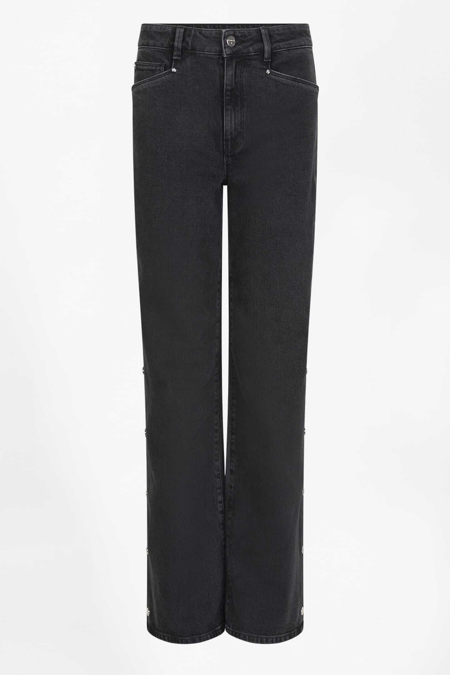 BELVINA BUTTON UP WIDE LEG JEANS WASHED BLACK 3