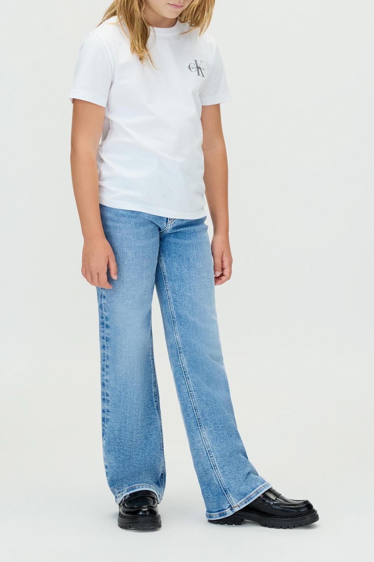 GIRLS HIGH RISE WIDE LEG OCEAN BLUE STRETCH 3