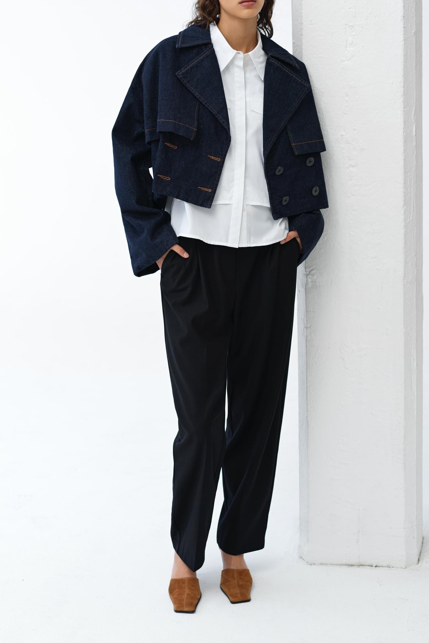 AUSSIE DENIM CROPPED TRENCH DARK INDIGO 5