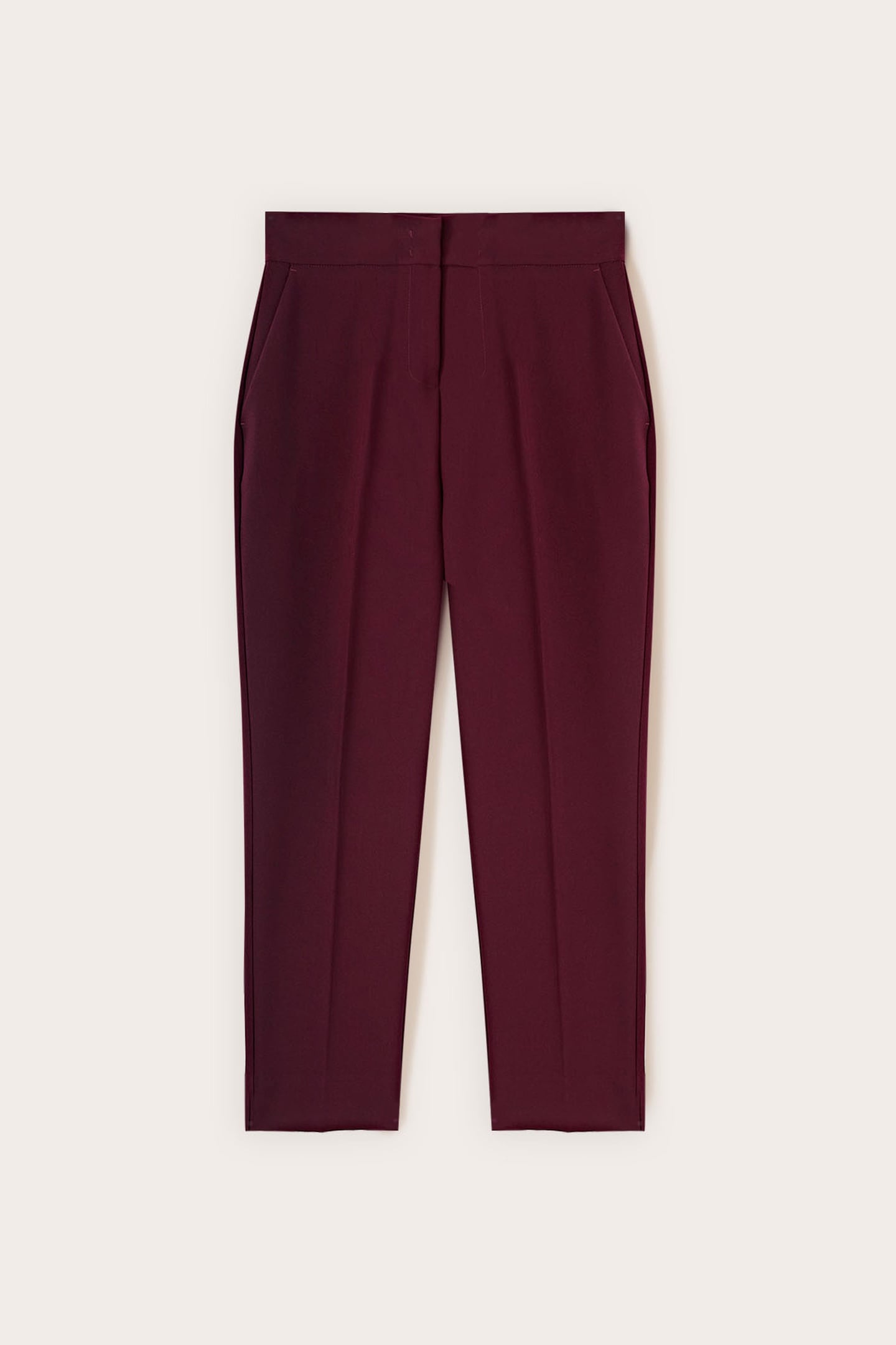 HIGH-WAISTED CARROT PANTS BURGUNDY 4