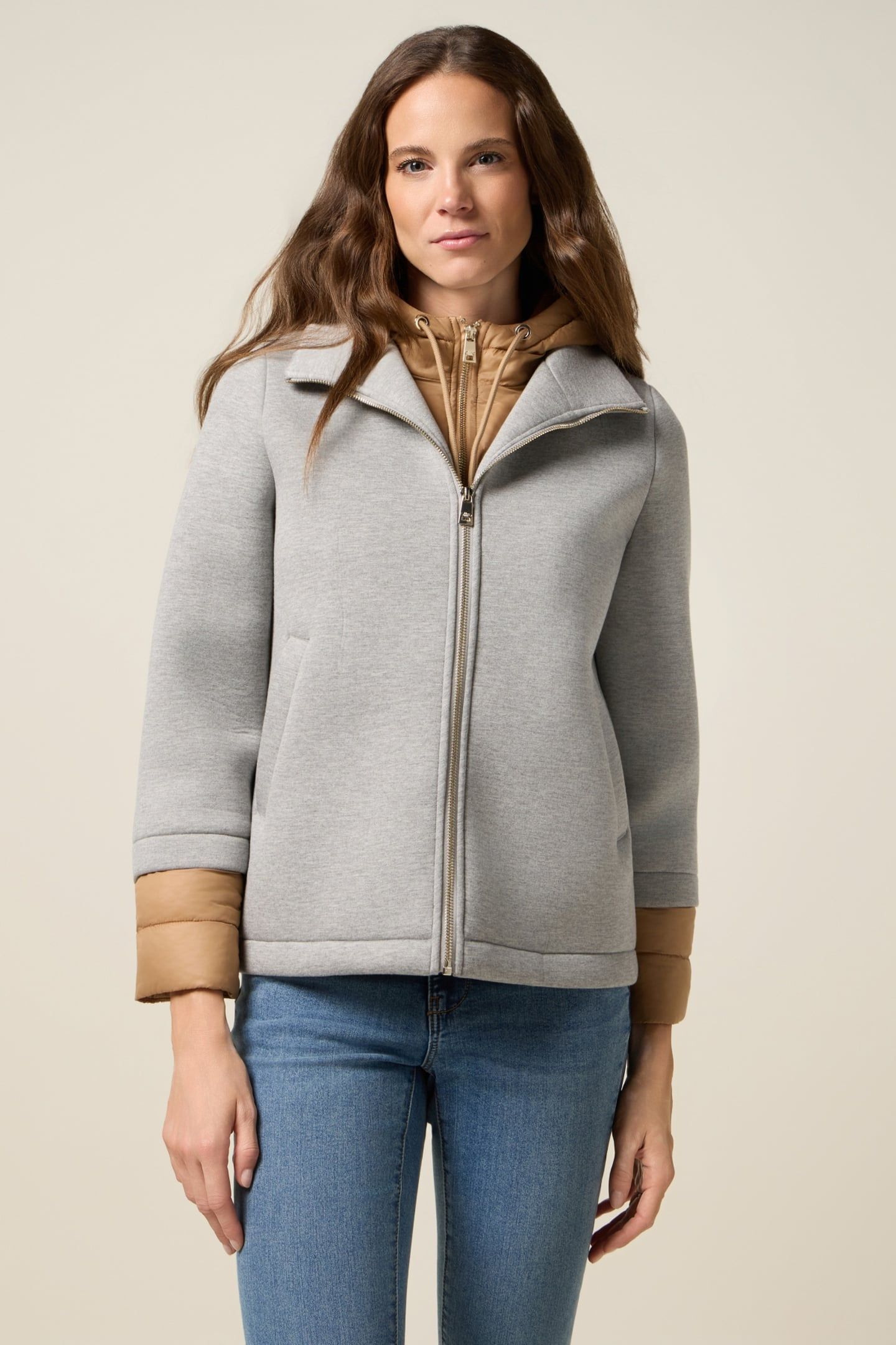 TWO-MATERIAL COMBINED JACKET GREY 1