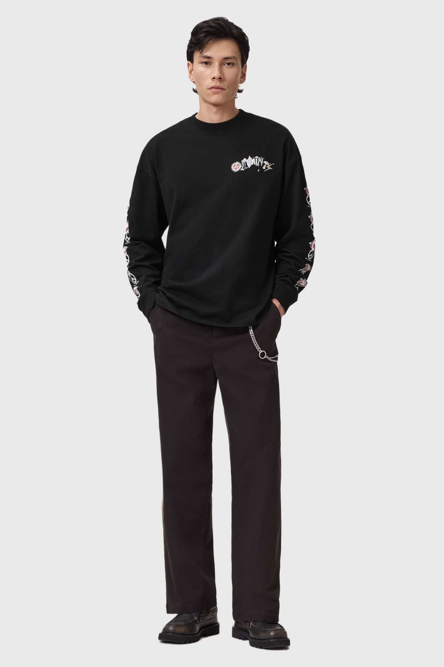 GARDENS LS CREW WASHED BLACK 5