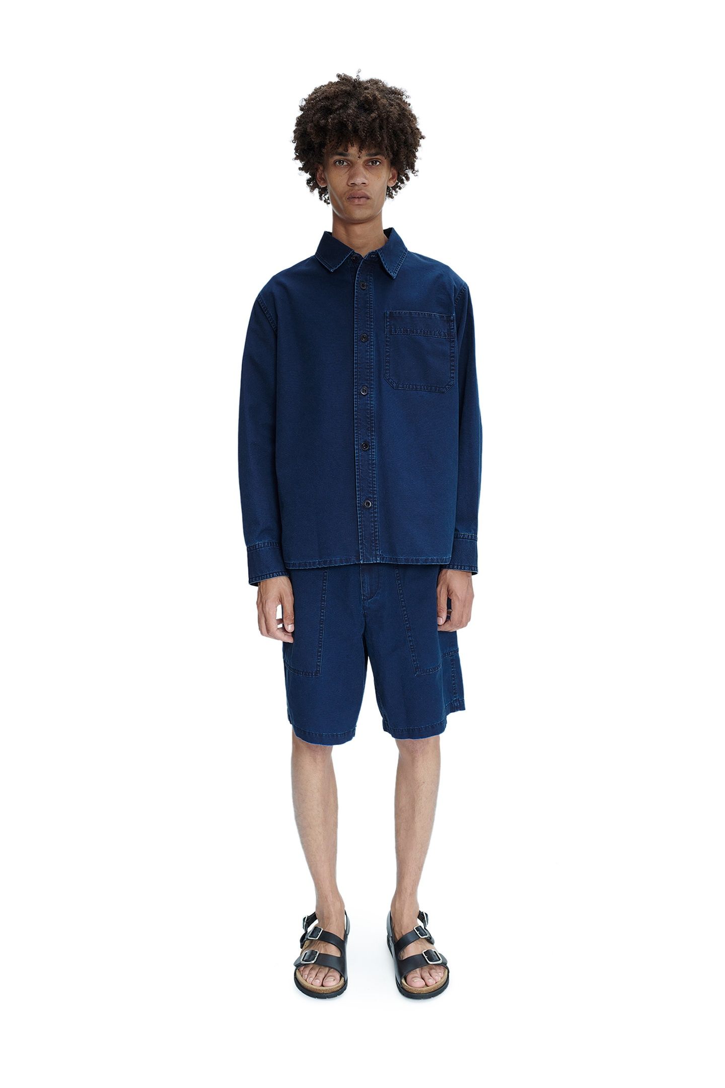 UNISEX OVERSHIRT BASILE LOGO WASHED INDIGO 1
