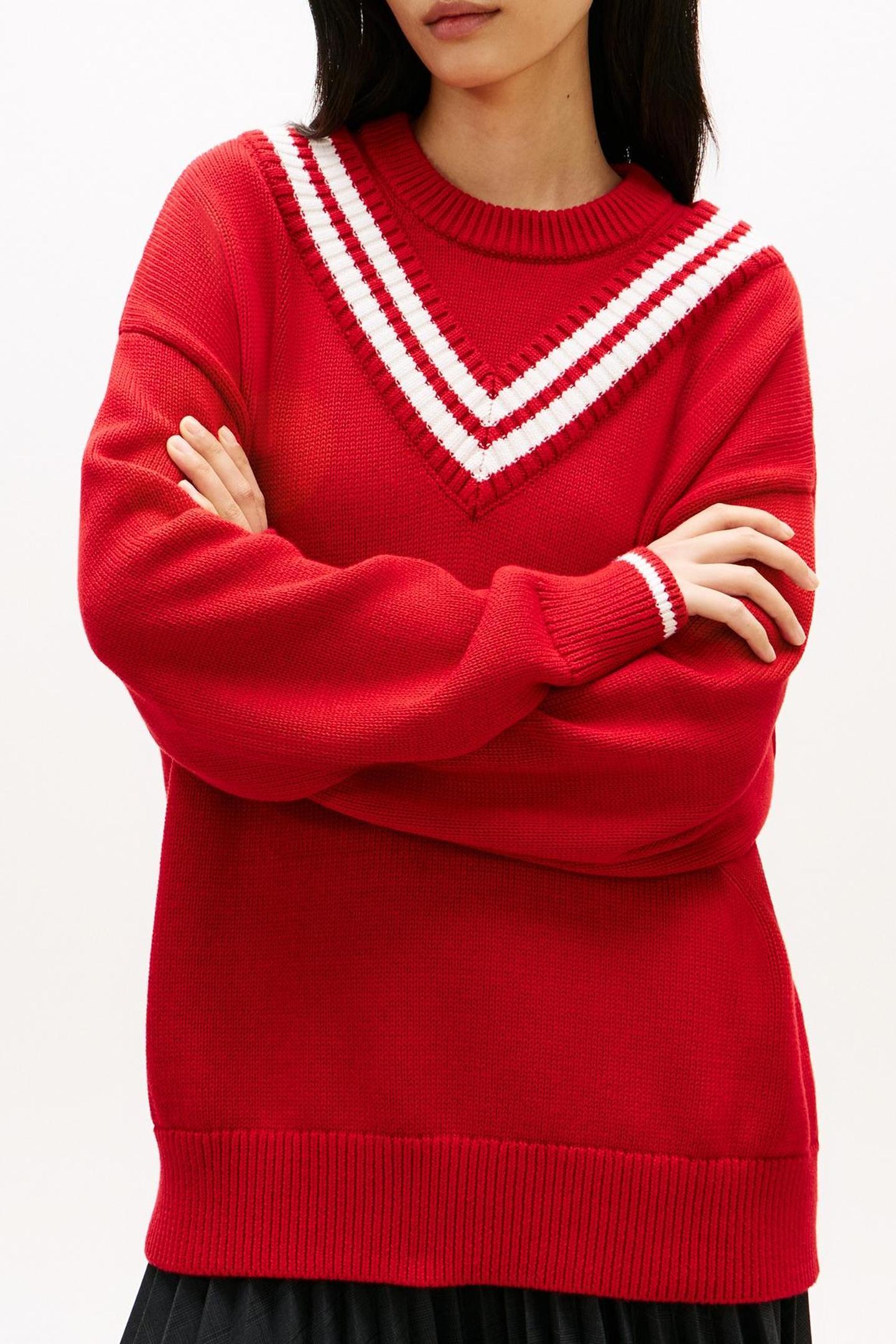 VARSITY CRICKET C-NECK MEDIUM RED 4