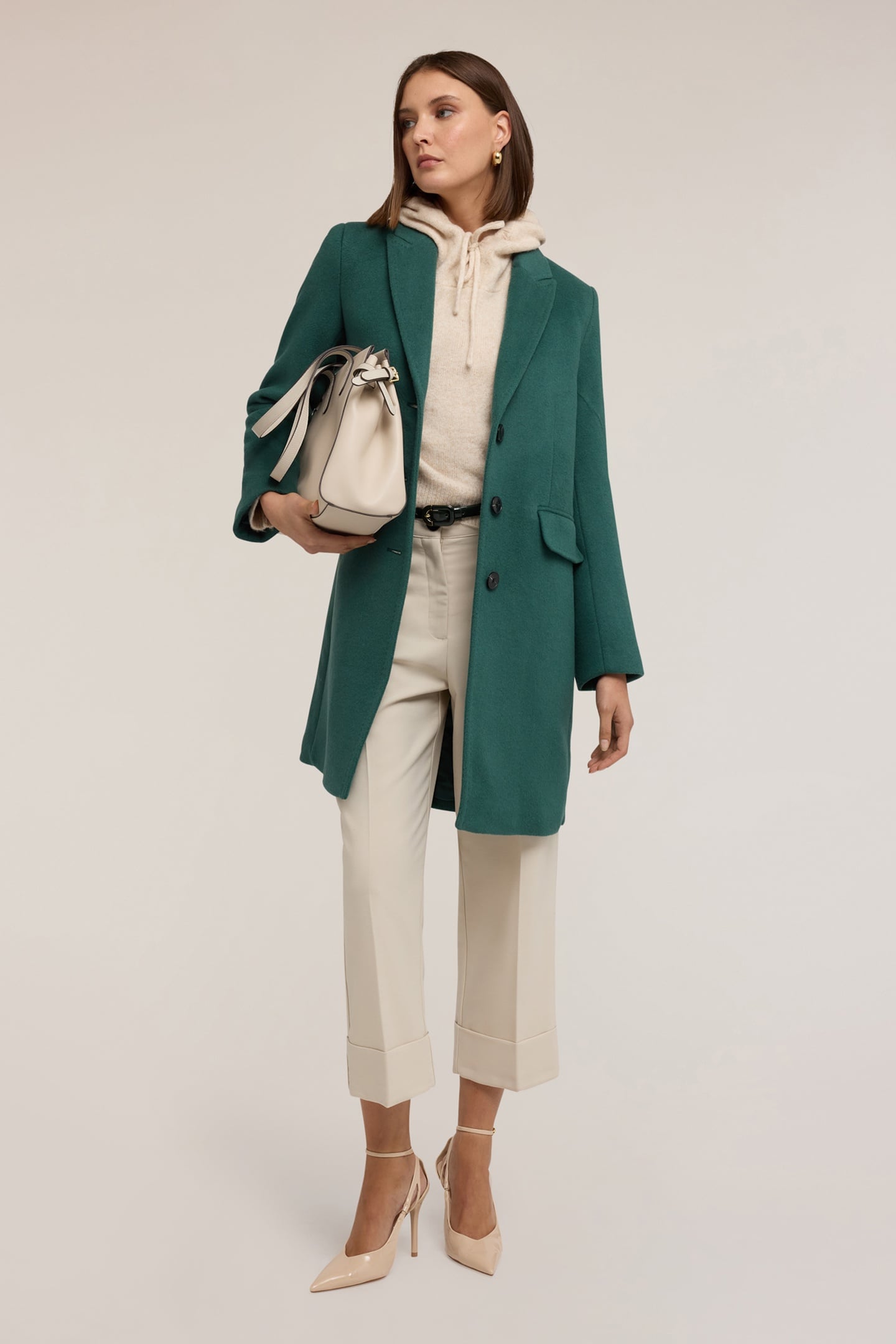 KNITTED WOOL BLEND COAT GREEN 1