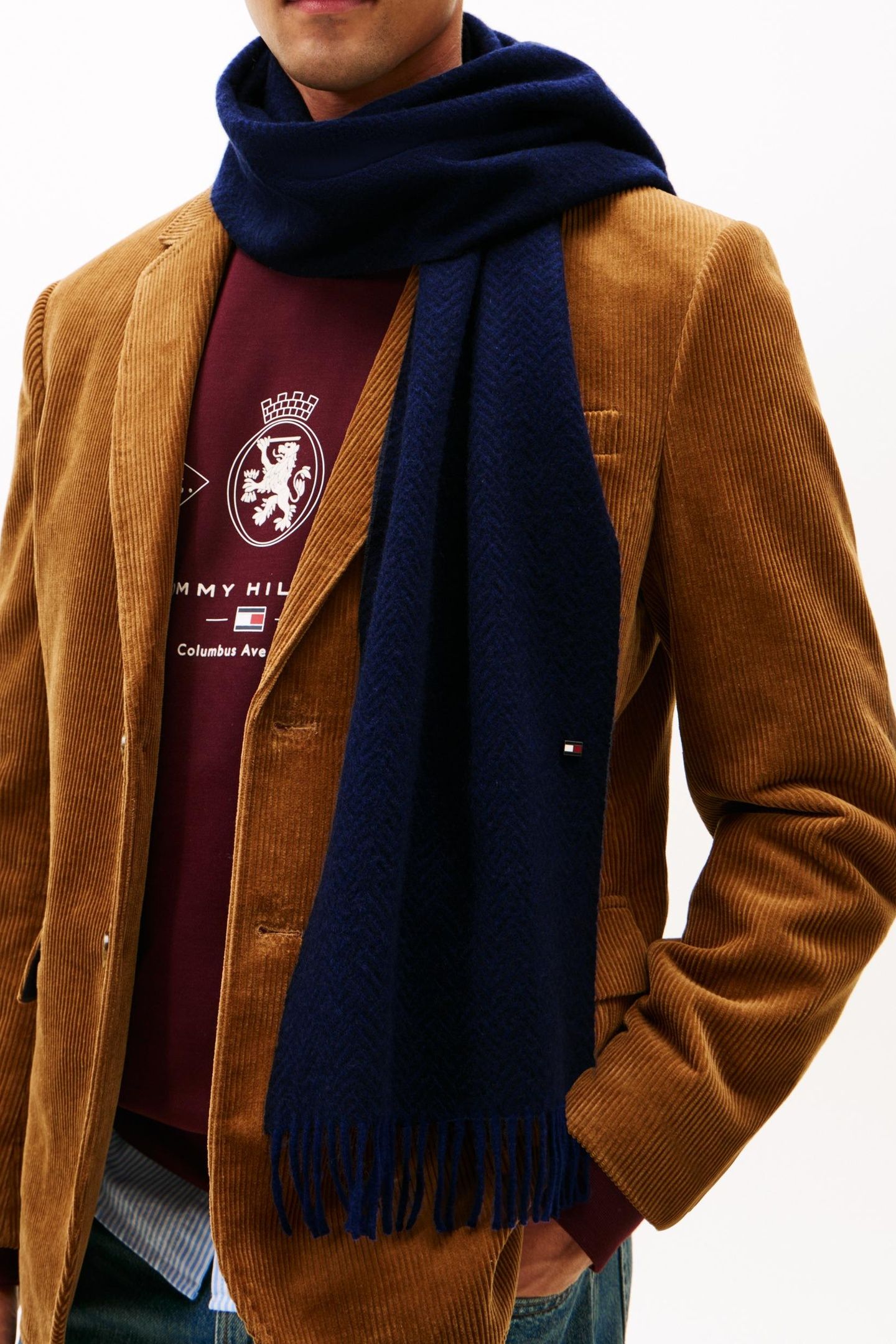 TH RWB HERRINGBONE SCARF SPACE BLUE 2