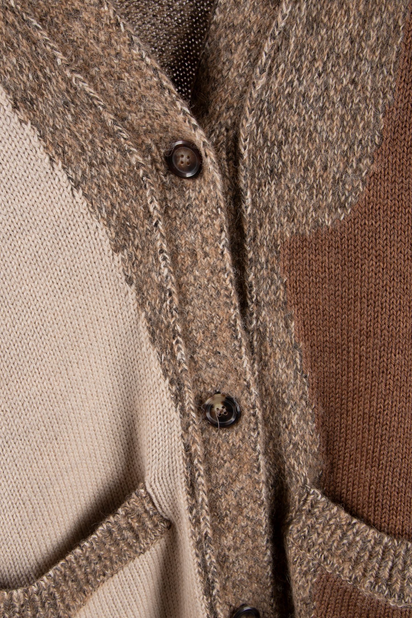 PATCHWORK MOULINÈ WOOL AND ALPACA CARIDGAN BEIGE 4