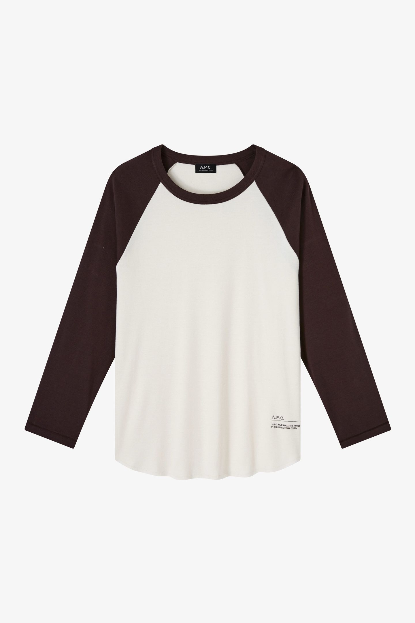 UNISEX T-SHIRT 3/4 SLEEVE CONTRAST BEIGE/BROWN 2