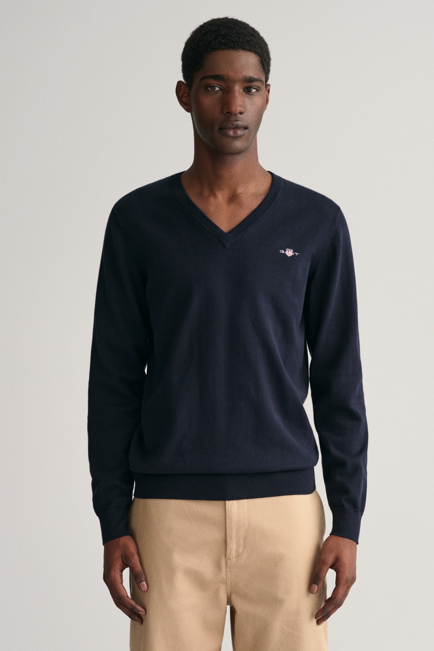 CLASSIC COTTON V-NECK EVENING BLUE 1