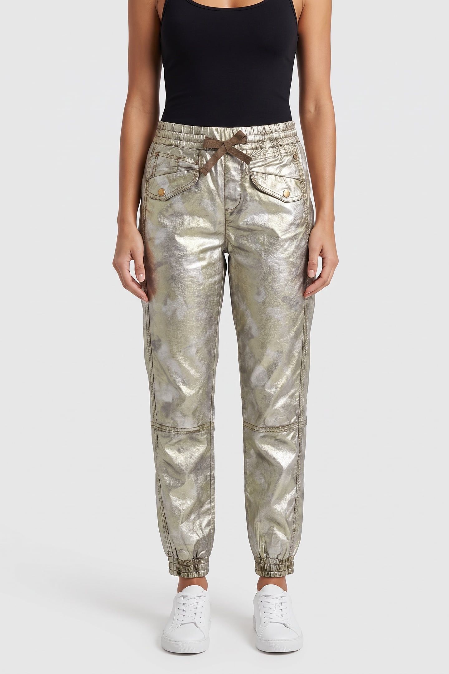 JOGGER PANTS METALLIC CAMOU STRETCH TWILL OLIVE 1