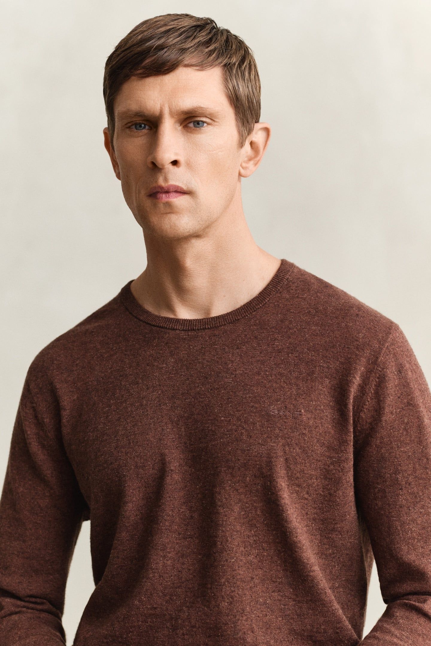 SLUB COTTON LINEN C-NECK HAZELNUT MELANGE 5