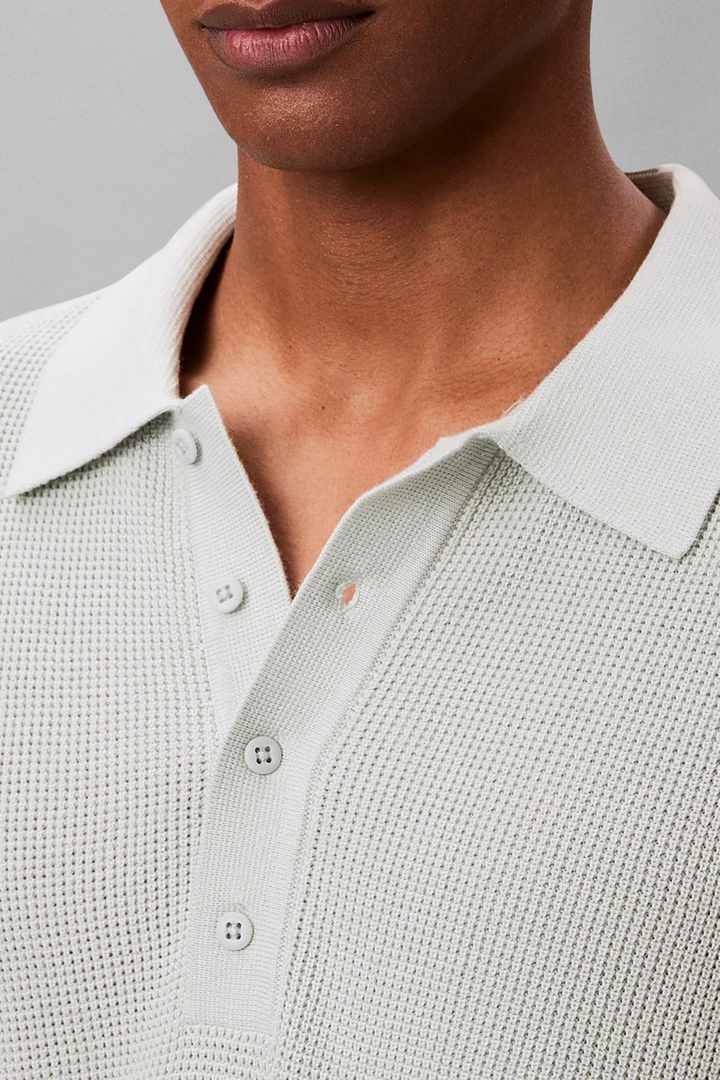 SS COTTON WAFFLE POLO PALE MEADOW 7