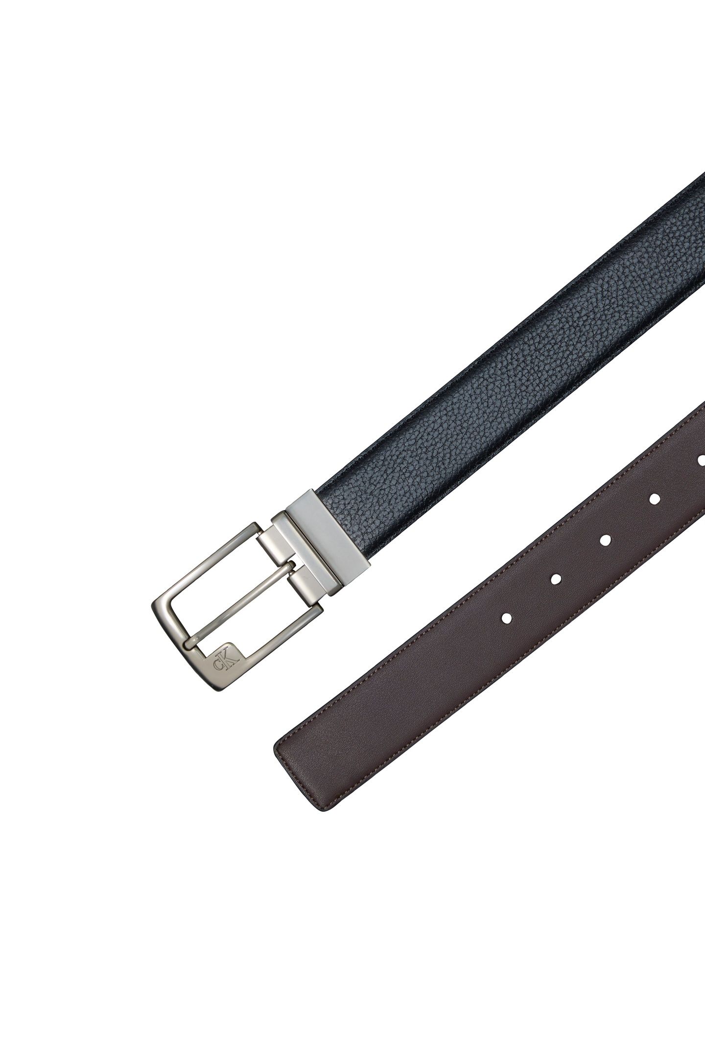 SSNL MONO FRAME BUCKLE BELT BLACK/DARK BROWN/PEWTER 3