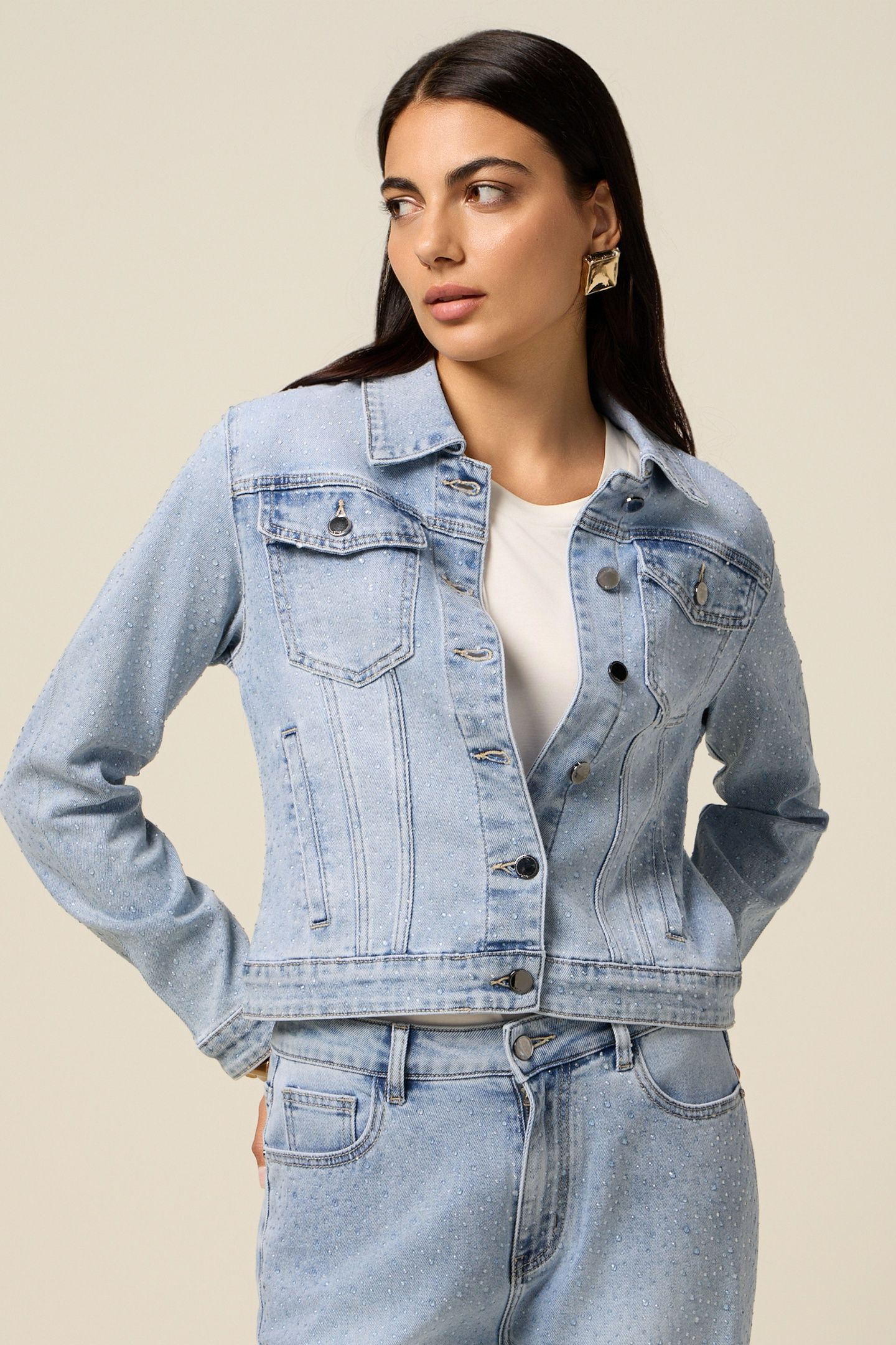DENIM JACKET WITH MICRO CRYSTALS LIGHT BLUE 2