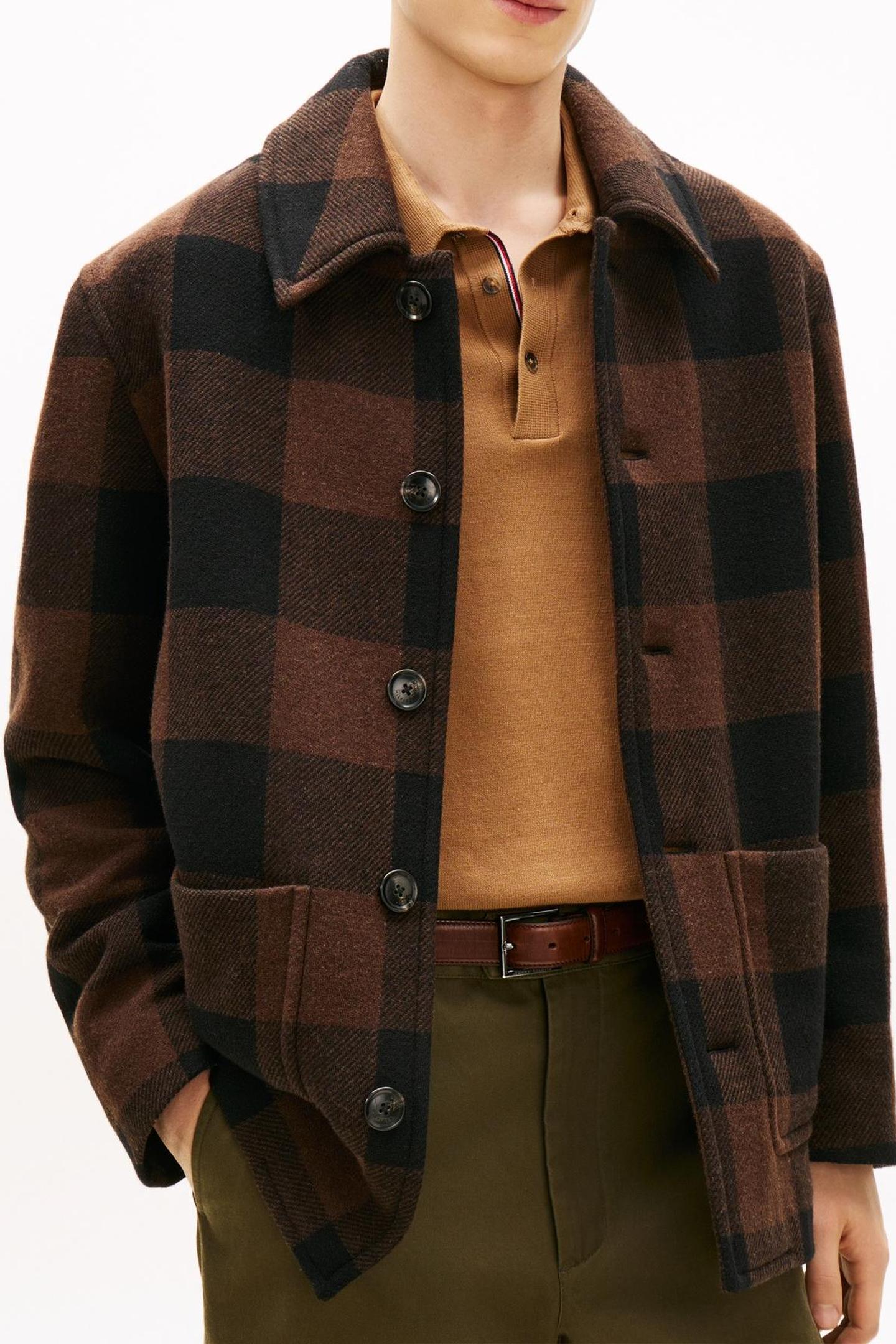 WOOL DBL FACE CHECK BLACK/PURE BROWN 4