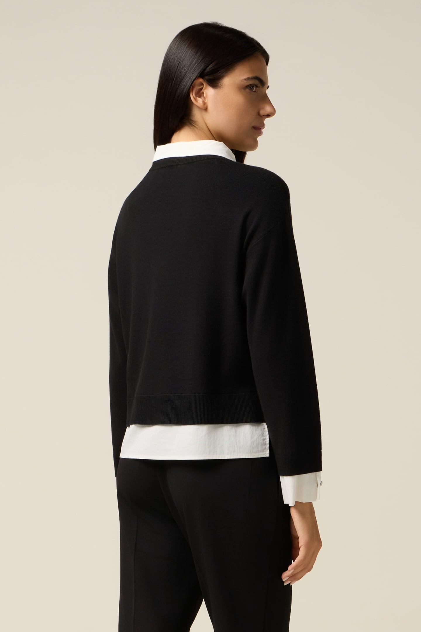 SWEATER WITH RIBBED CUFFS AND COLLAR BLACK 2