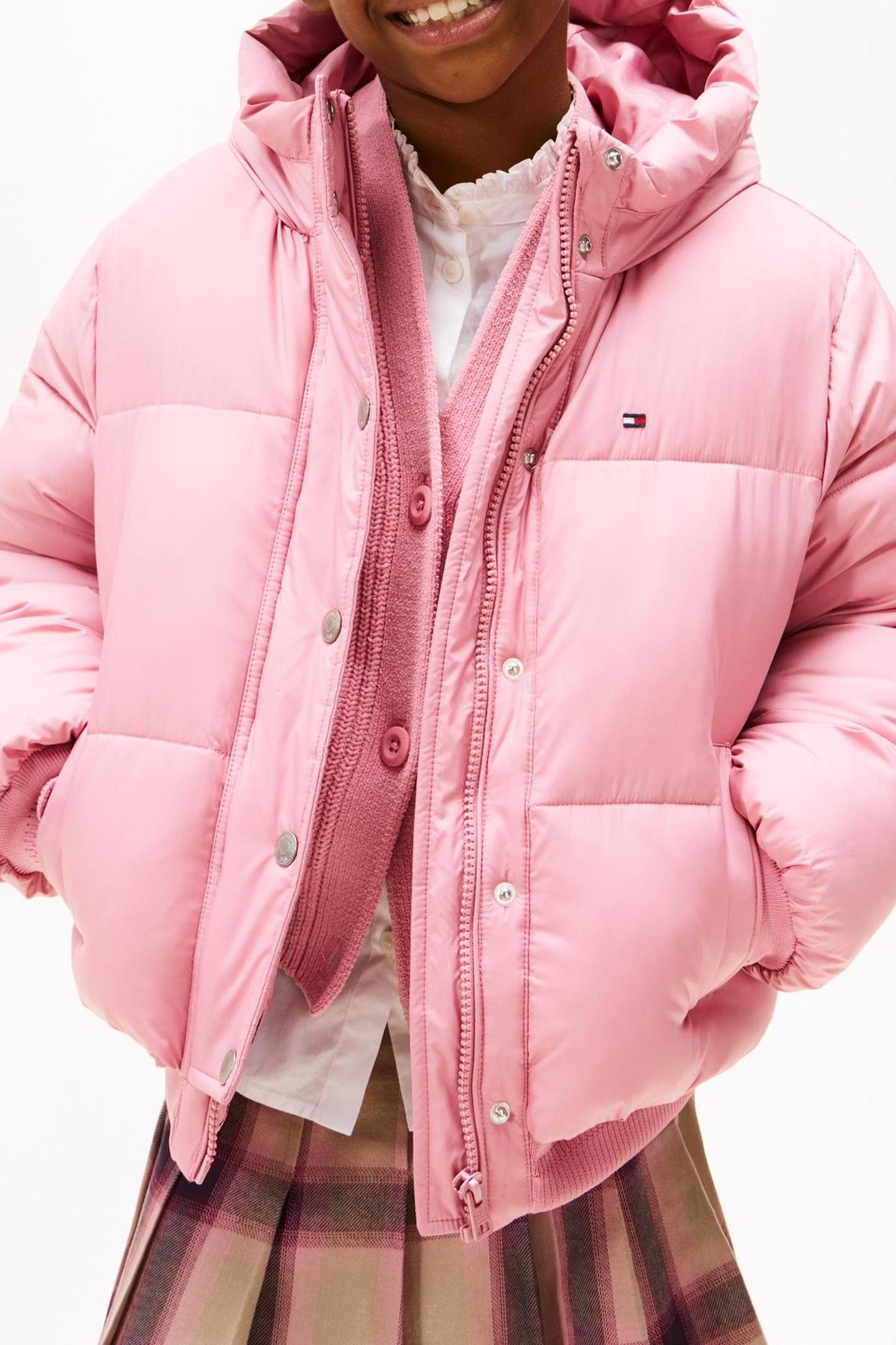 GIRLS BRANDED PUFFER JACKET MYSTIC PINK 1