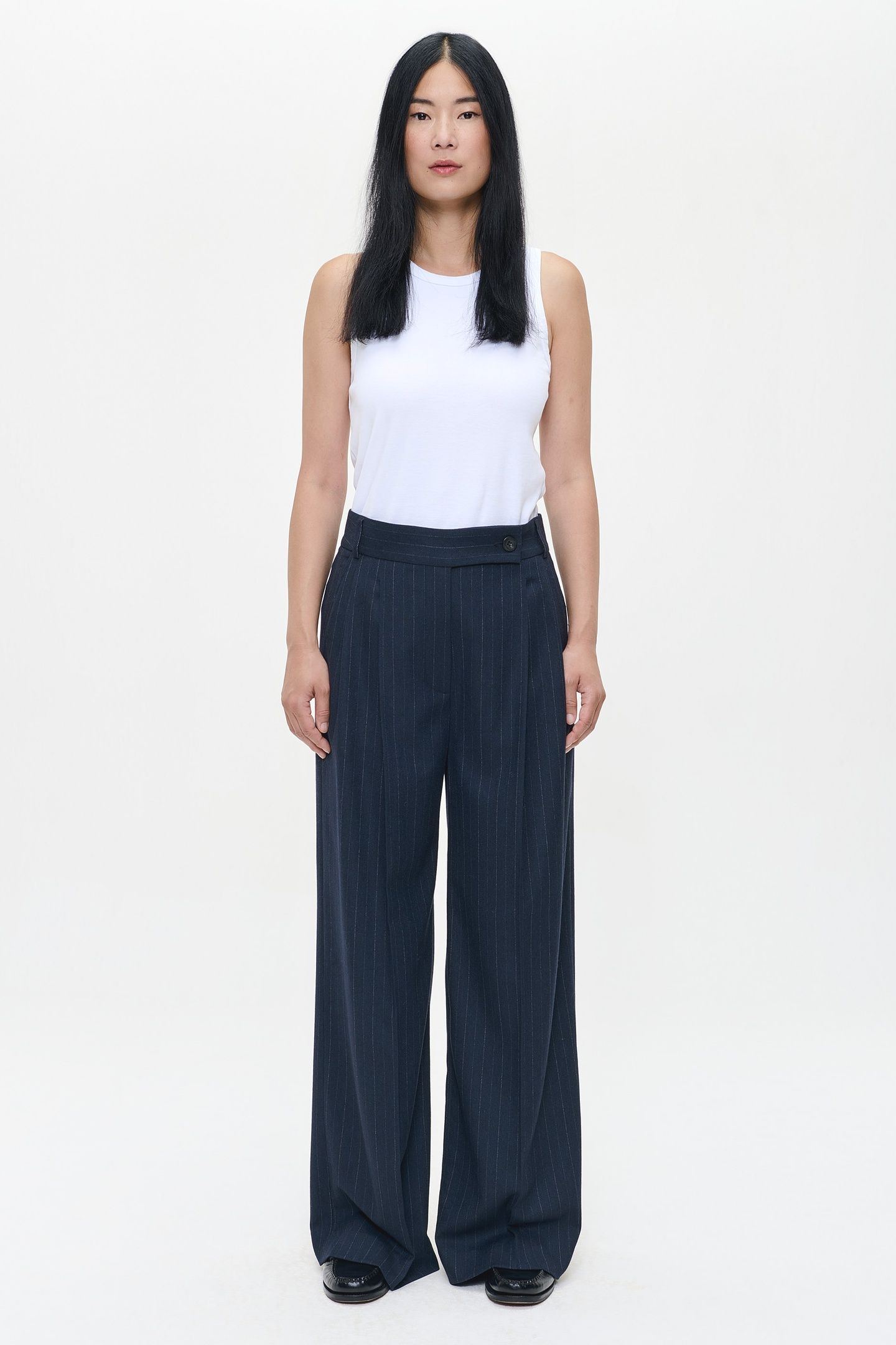 PIN STRIPE DEVON PANTS MIDNIGHT BLUE 2