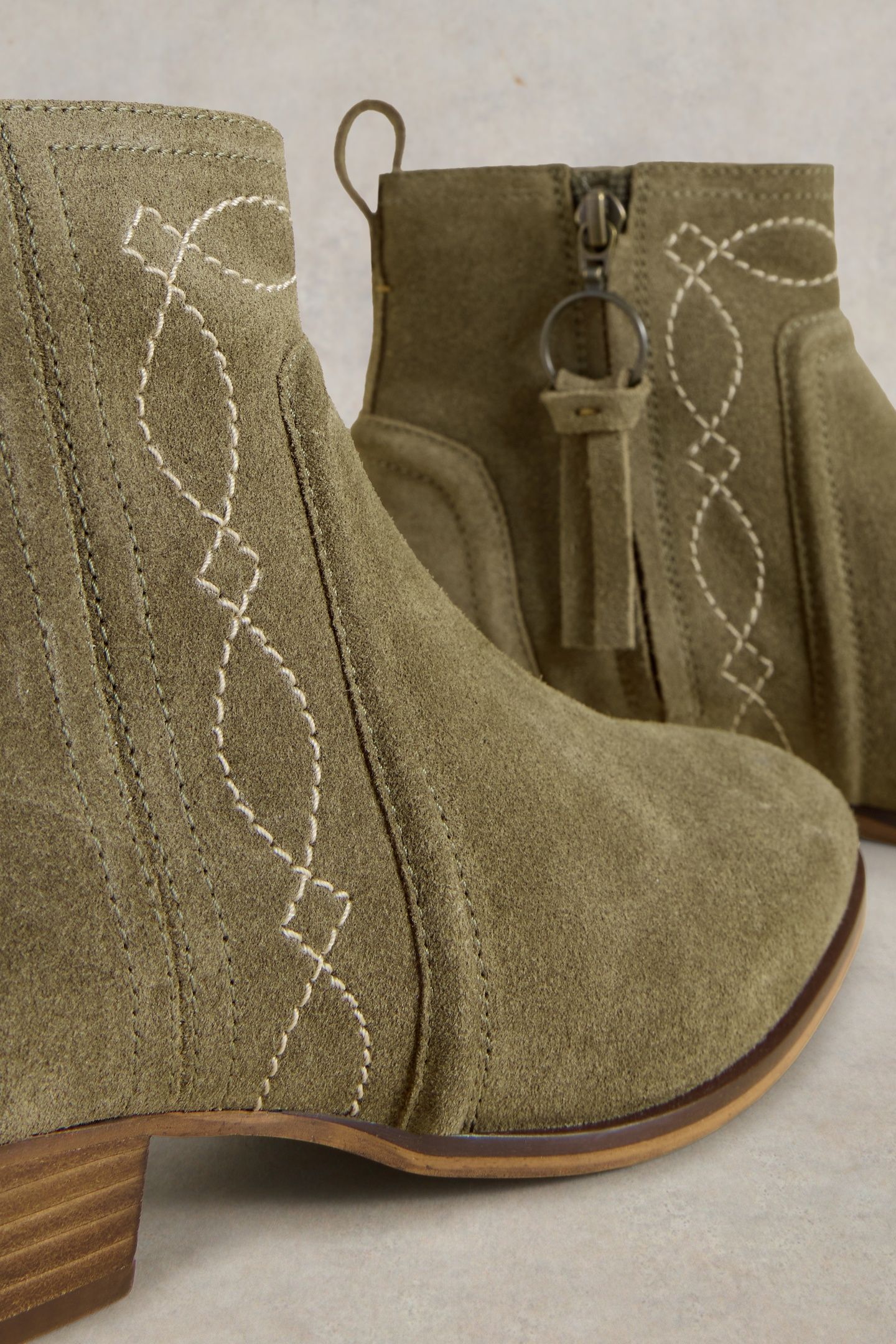 CEDAR EMBROIDERED ANKLE BOOT KHAKI GREEN 3