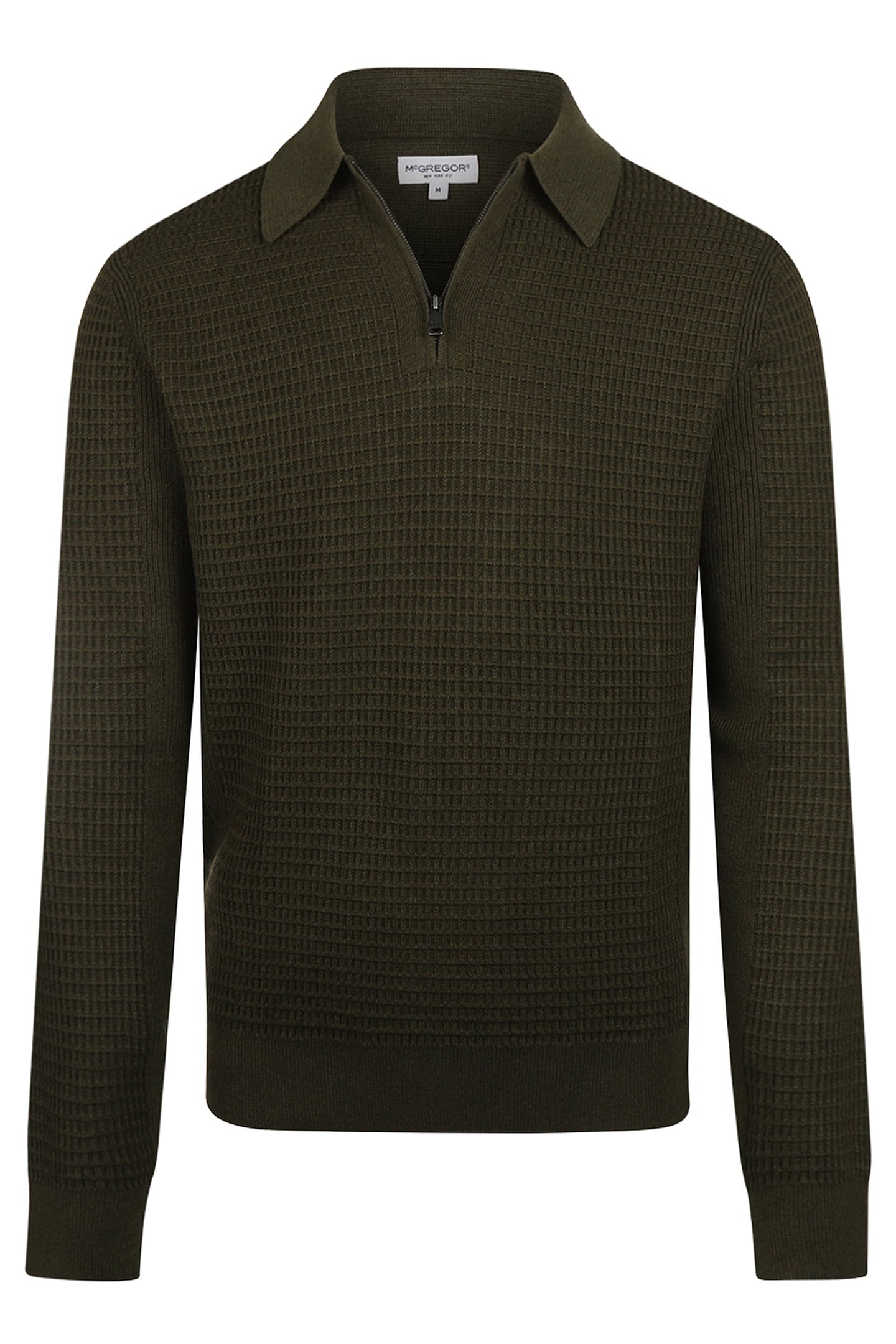 STRUCTURED POLO SWEATER DARK OLIVE 1