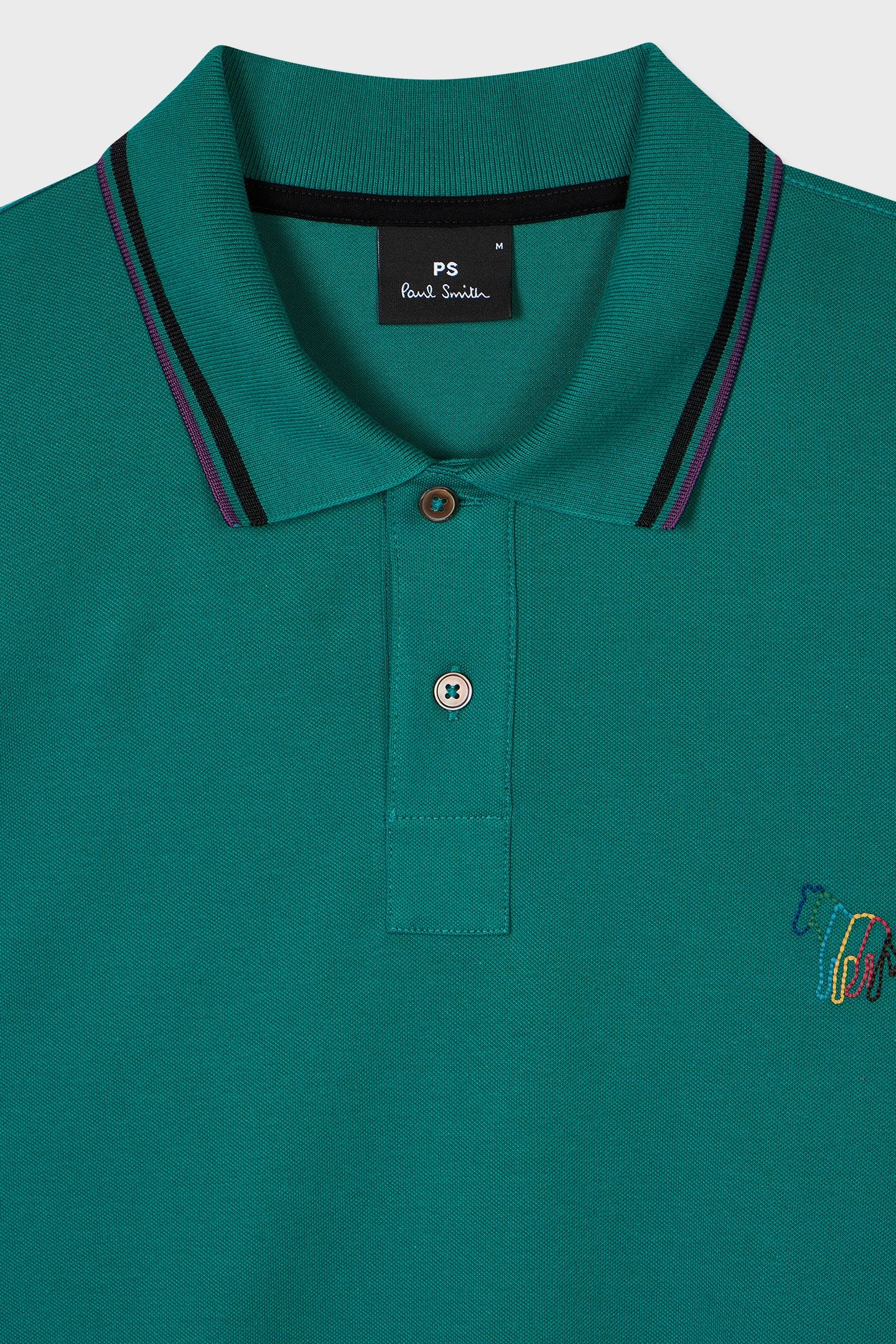 MENS REG FIT POLO ZEB EMB PETROL GREEN 6