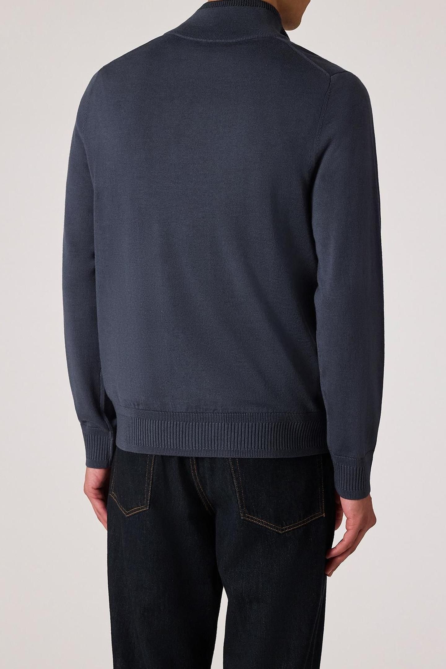 MENS SWEATER ZIP NECK INDIGO 3