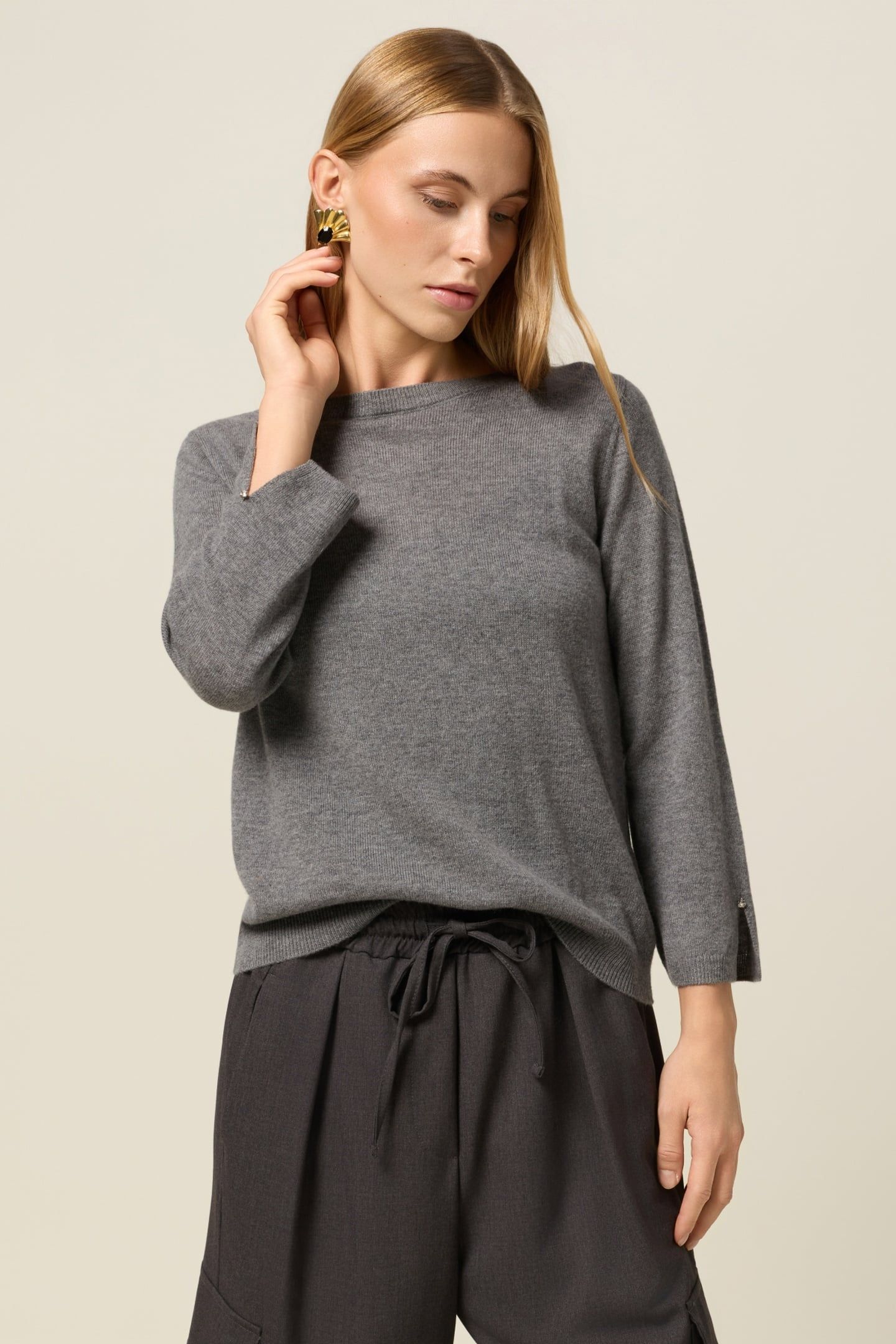 WOOL AND CASHMERE CARDIGAN WITH BUTTONS GREY 1