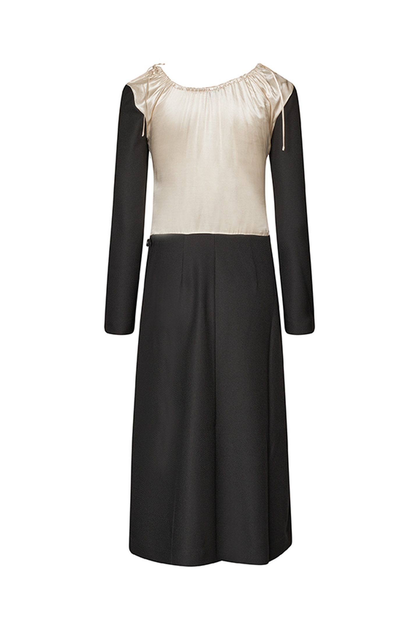 WRAP MIDI DRESS BLACK/BUTTER MILK 3