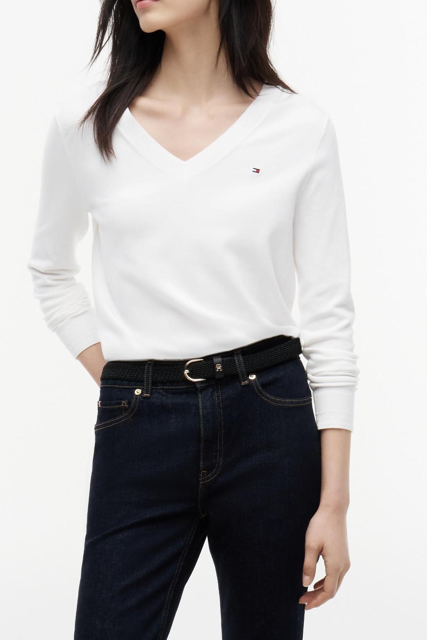 CO JERSEY STITCH V-NECK ECRU 3