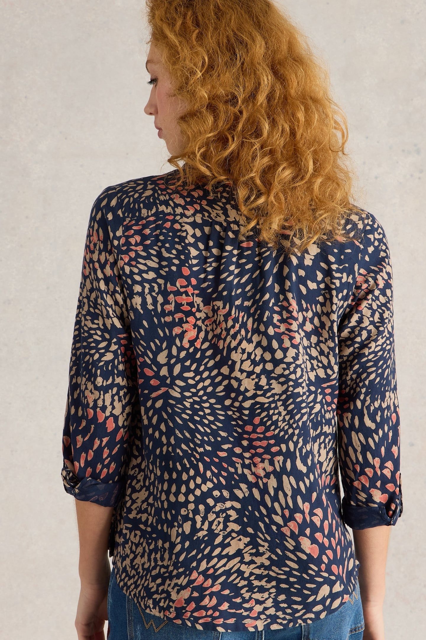 SOPHIE ORGANIC COTTON SHIRT NAVY PRINT 3