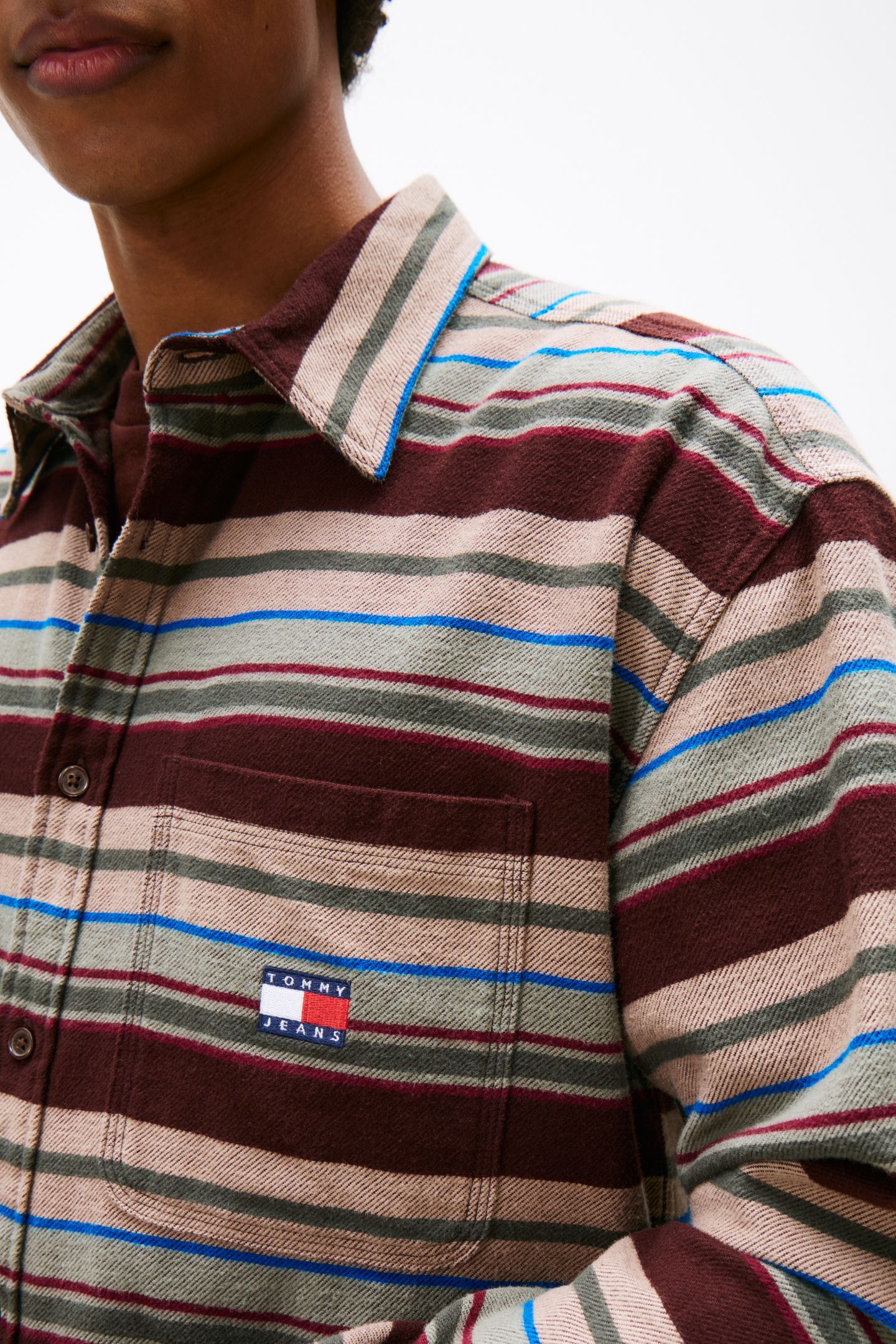 TJM UTILITY FLANNEL RICH BROWN/HORIZONTAL STRIPES 5