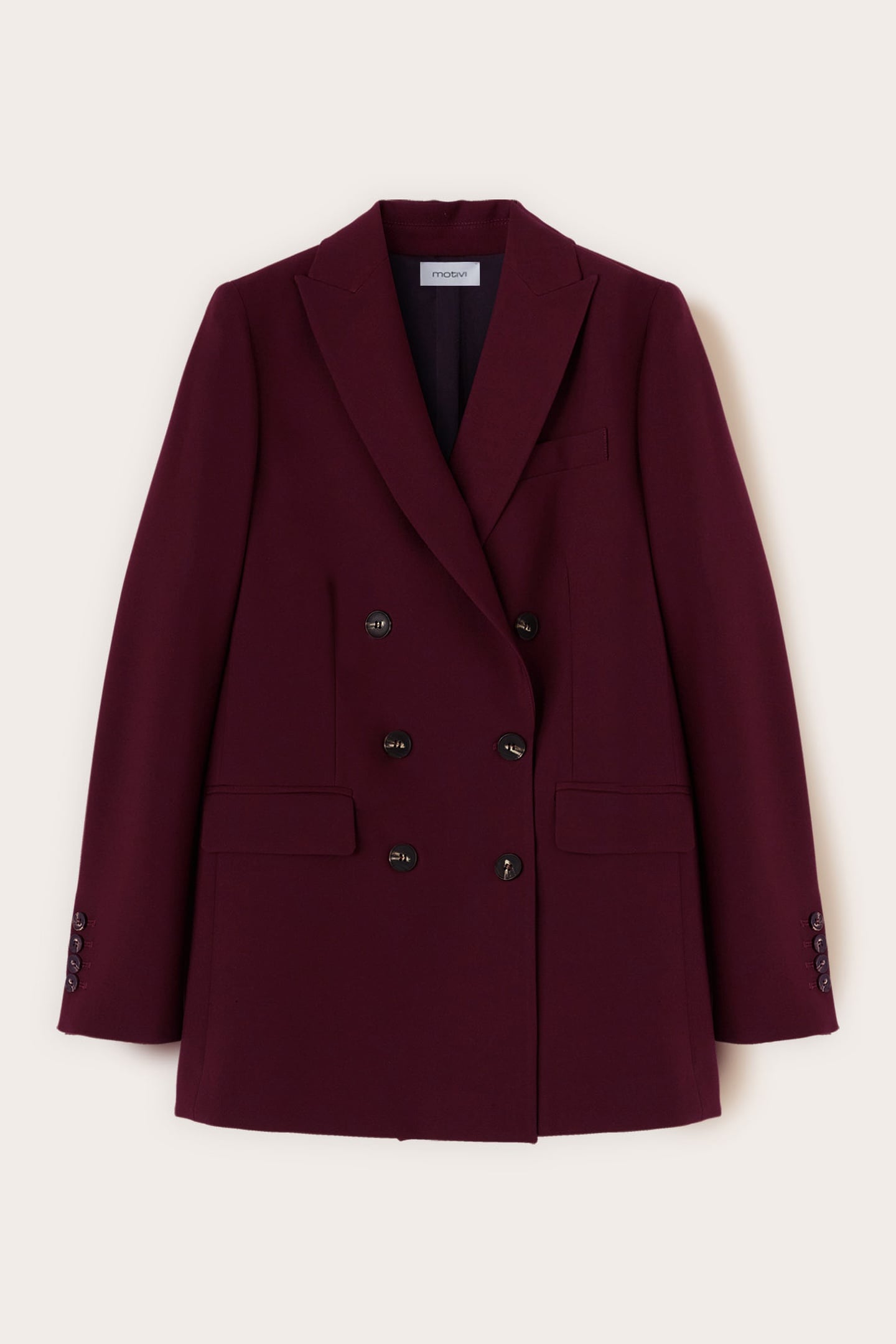 DOUBLE-BREASTED POLYESTER-VISCOSE BLAZER BURGUNDY 4