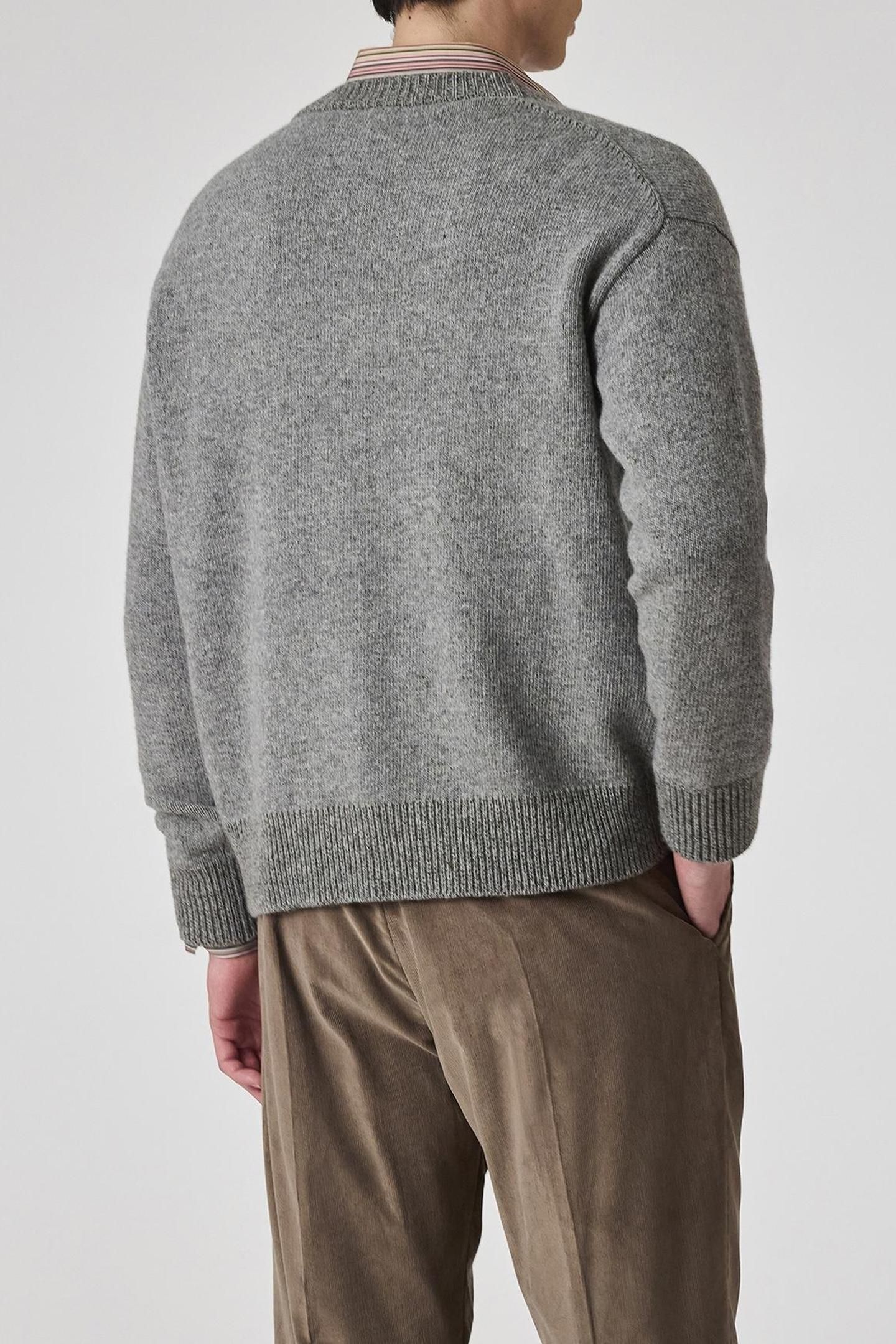 MENS CARDIGAN BUTTON THRU GREY MELANGE 3