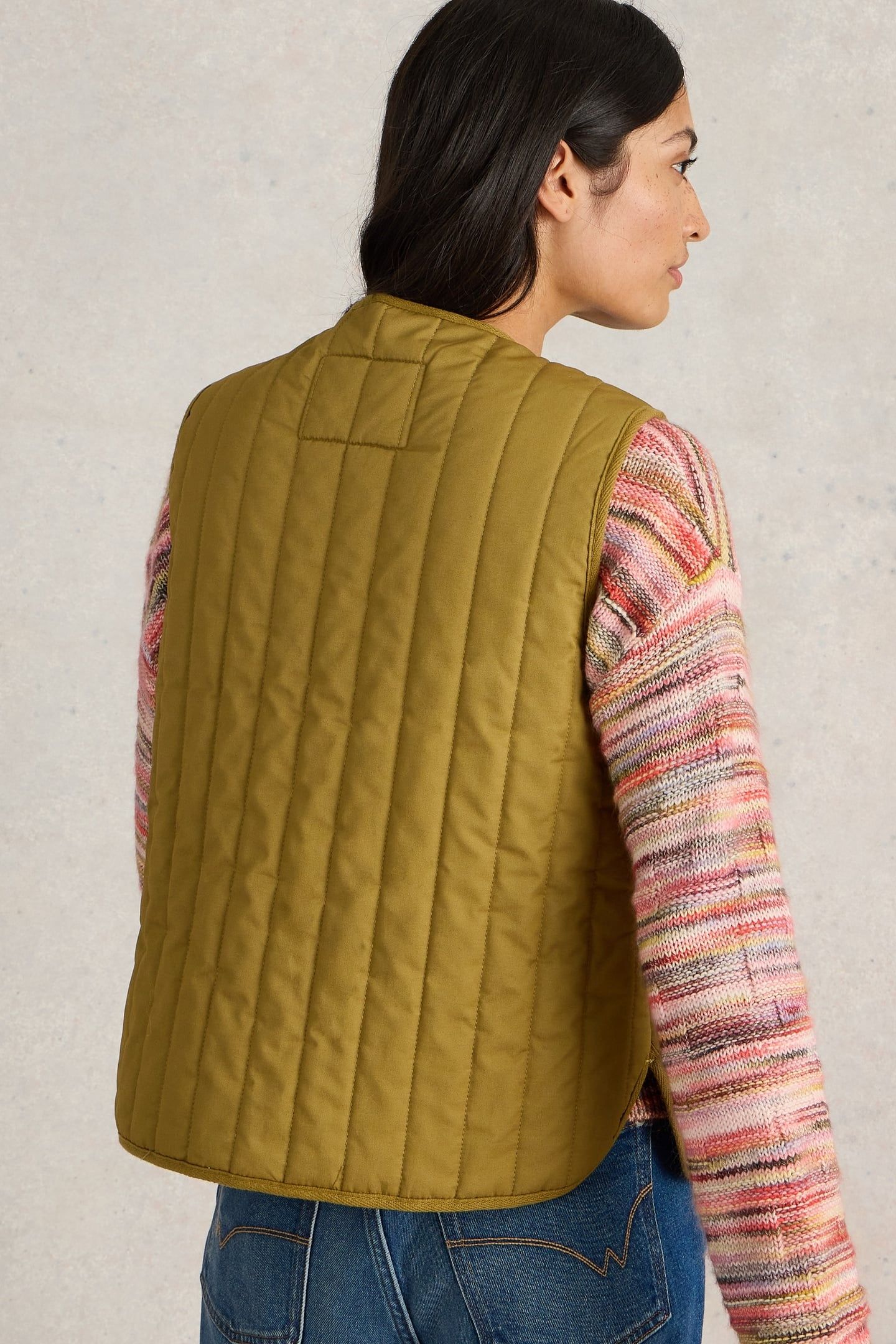 EMMA QUILTED GILET KHAKI GREEN 2