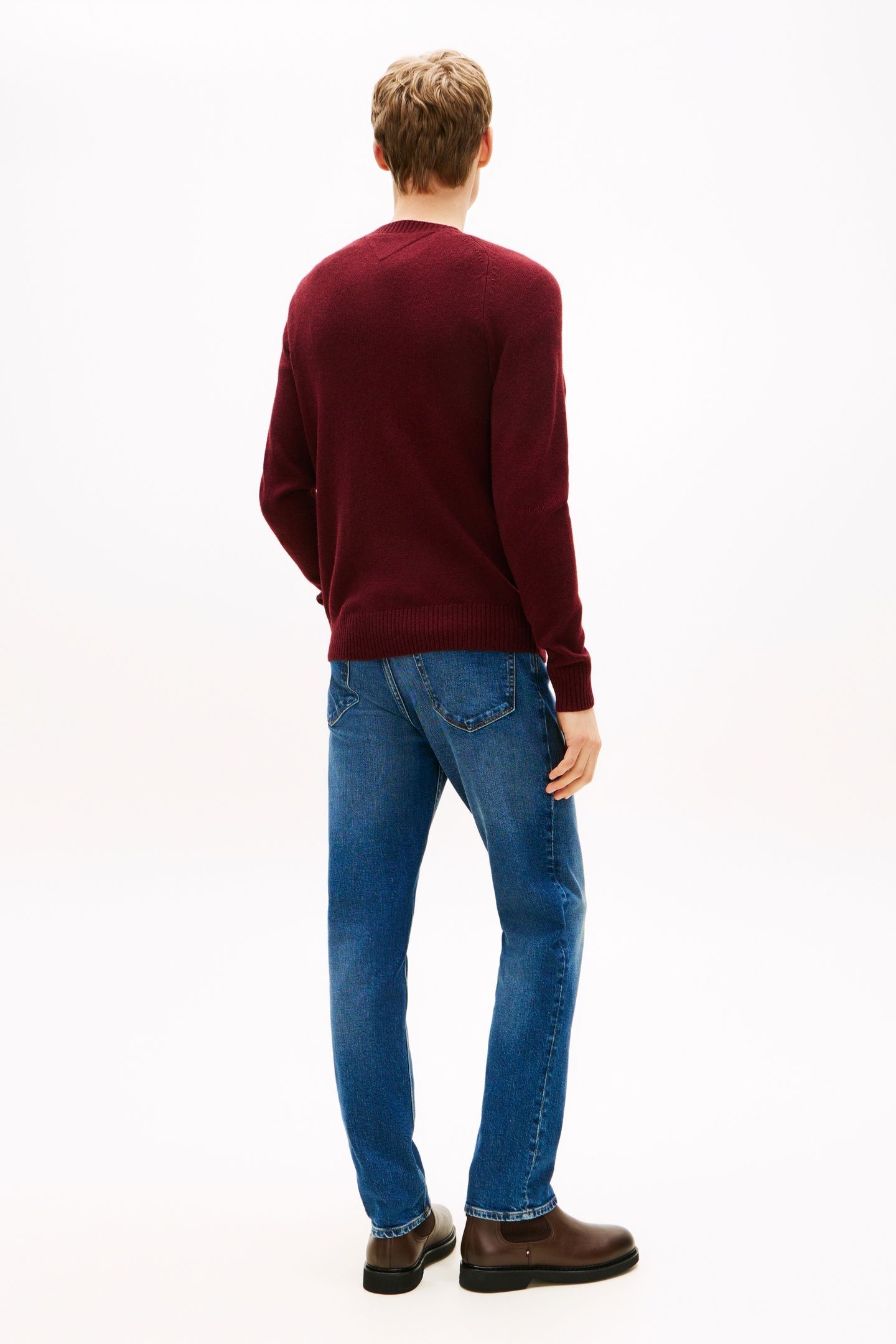 LAMBSWOOL CREW NECK DEEP BURGUNDY HEATHER 2
