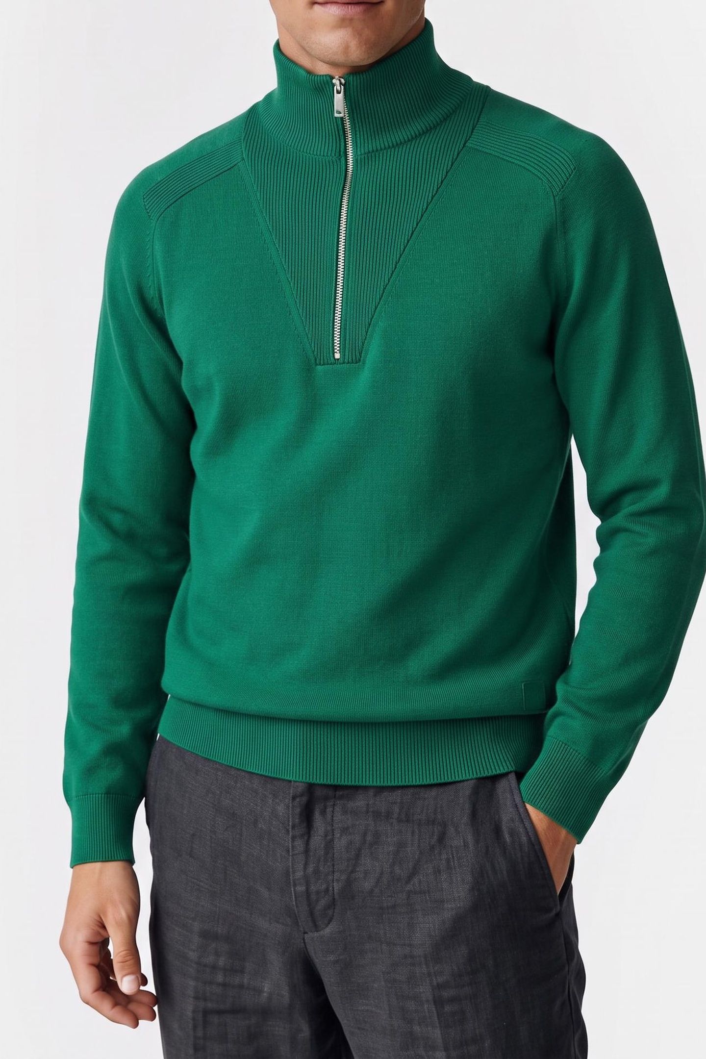 LS SNOWY TECH KNIT SWEATER DECO GREEN 1