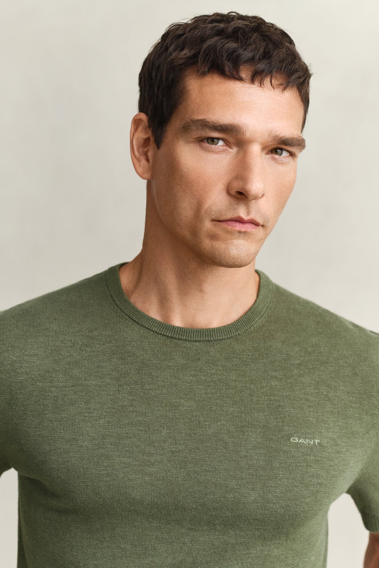 SLUB COTTON LINEN SS C-NECK DRY HERB GREEN 5