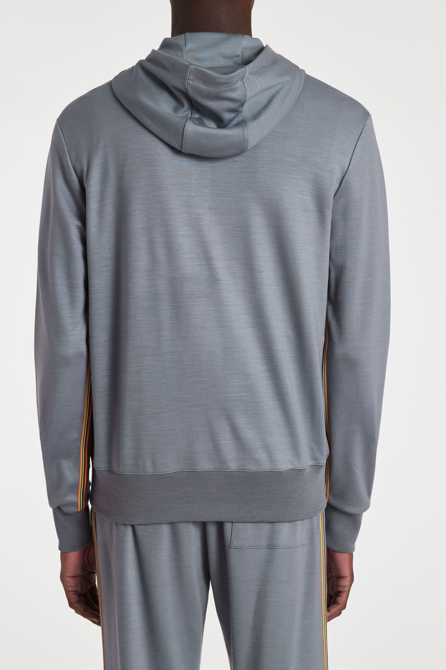 MENS ZIP THROUGH TAPED SEAM HOODIE GREYISH BLUE 3