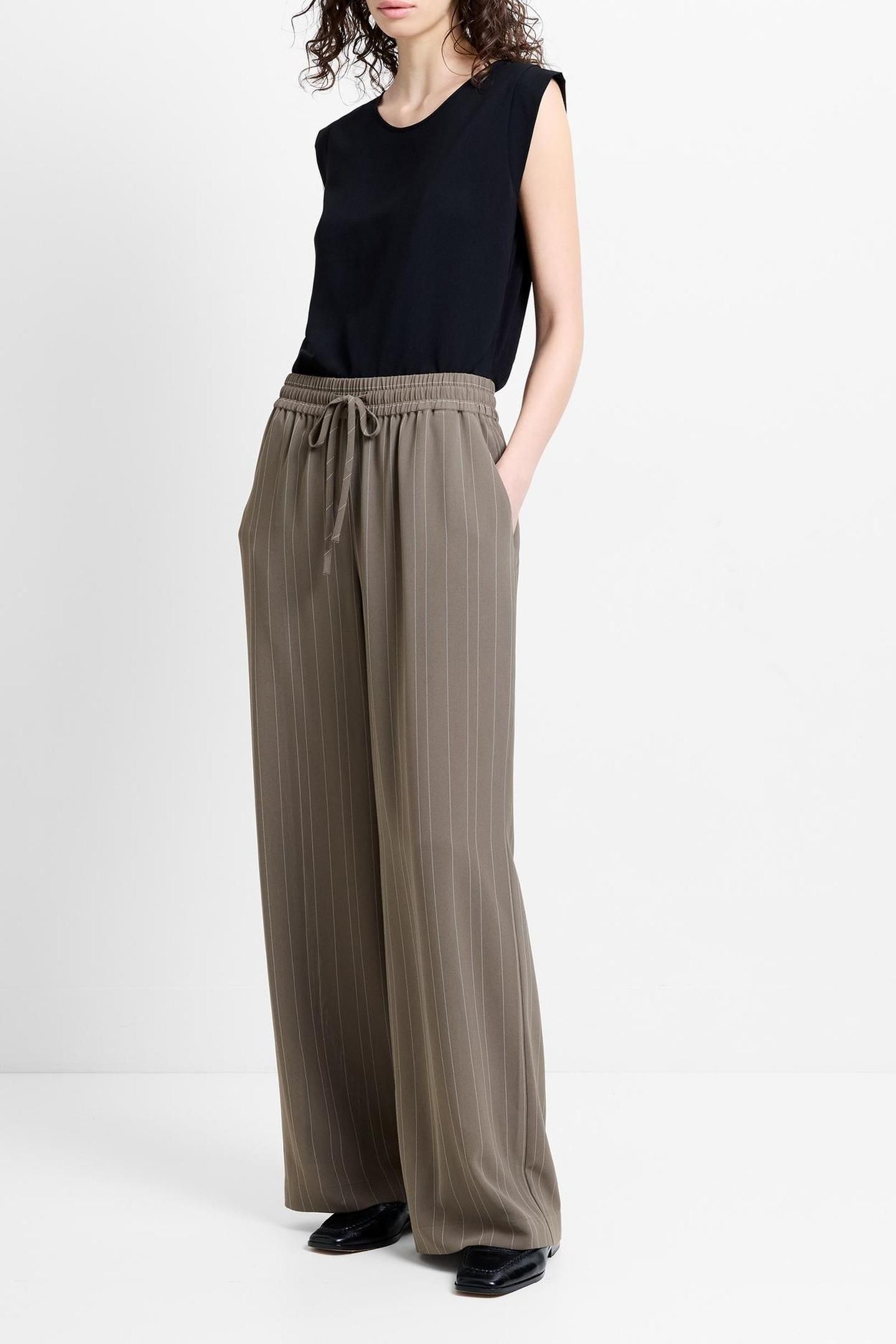 ERMA PINSTRIPE WIDE LEG TROUSE VINTAGE KHAKI/WHITE 5