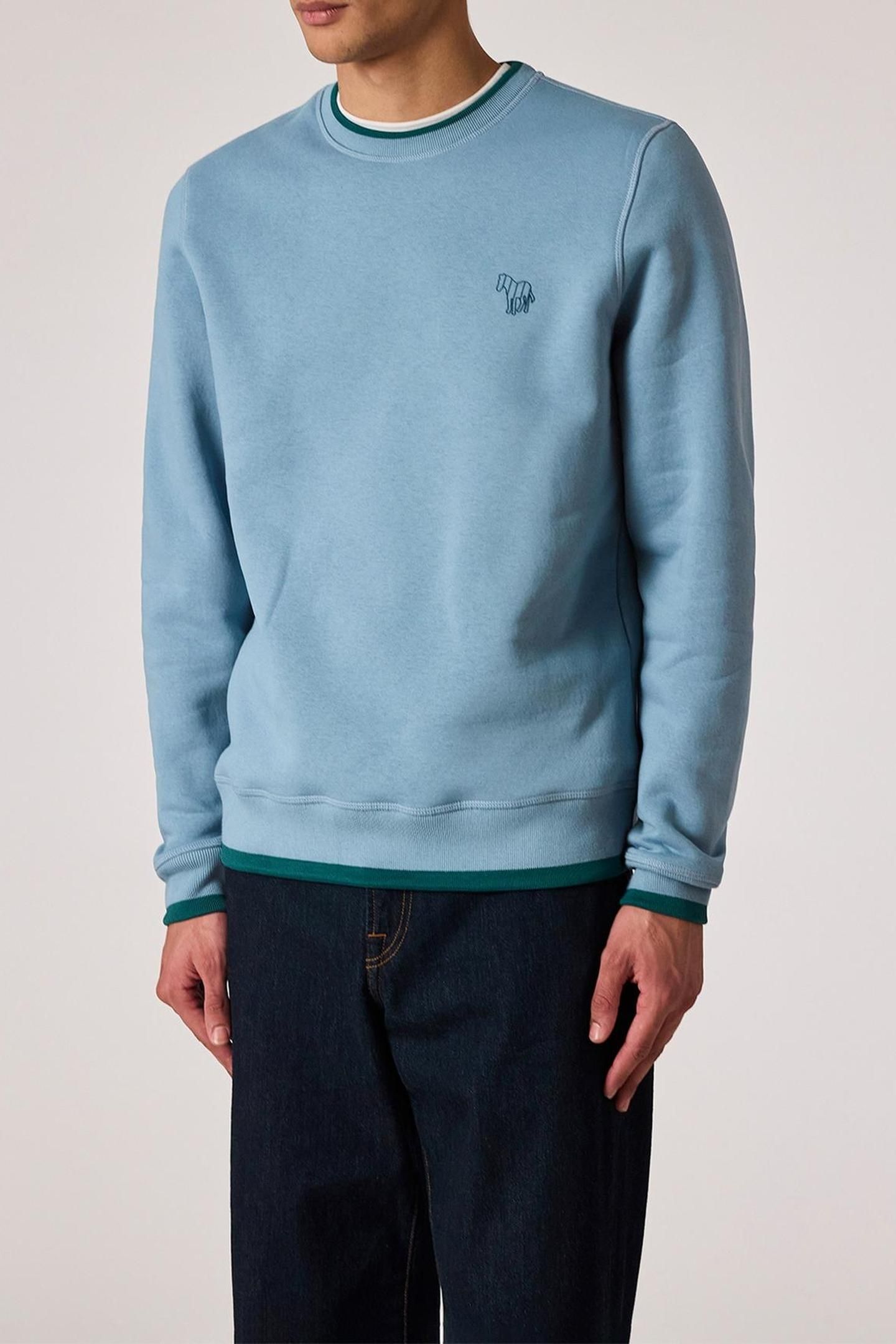 MENS REG FIT SWEATSHIRT ZEBRA MONO LIGHT BLUE 1