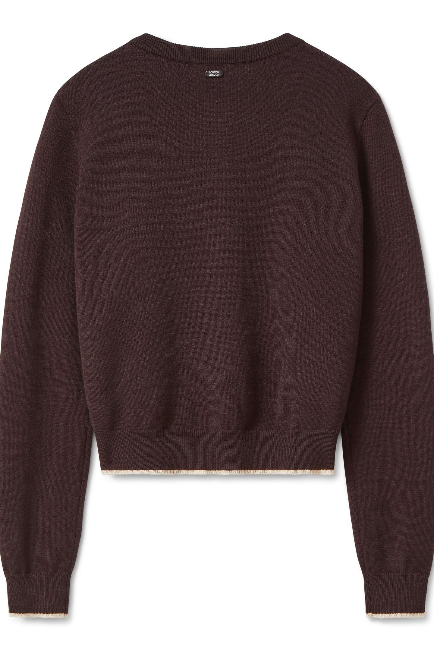 CREW NECK CARDIGAN SEAL BROWN/ STONEWASH / CARAMEL CAFÉ 5