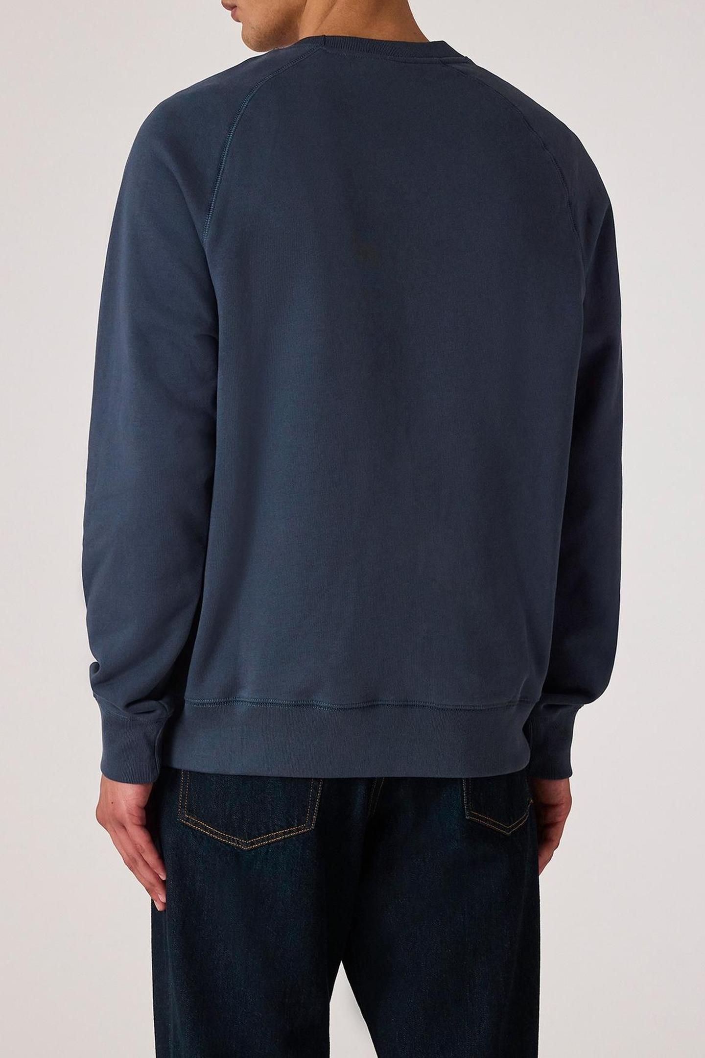 MENS LS SWEATSHIRT FLORAL EMB INDIGO 3