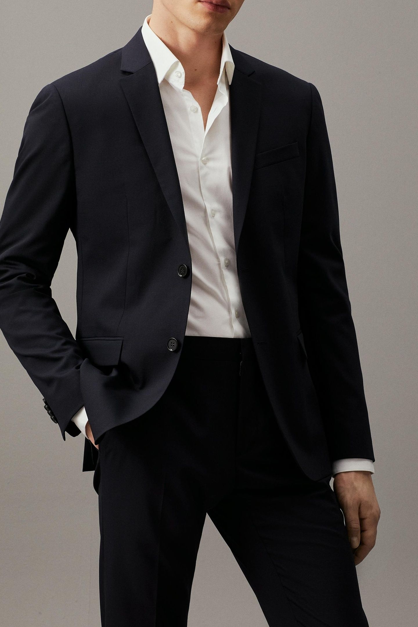 STRETCH WOOL SLIM BLAZER MIDNIGHT NAVY 1
